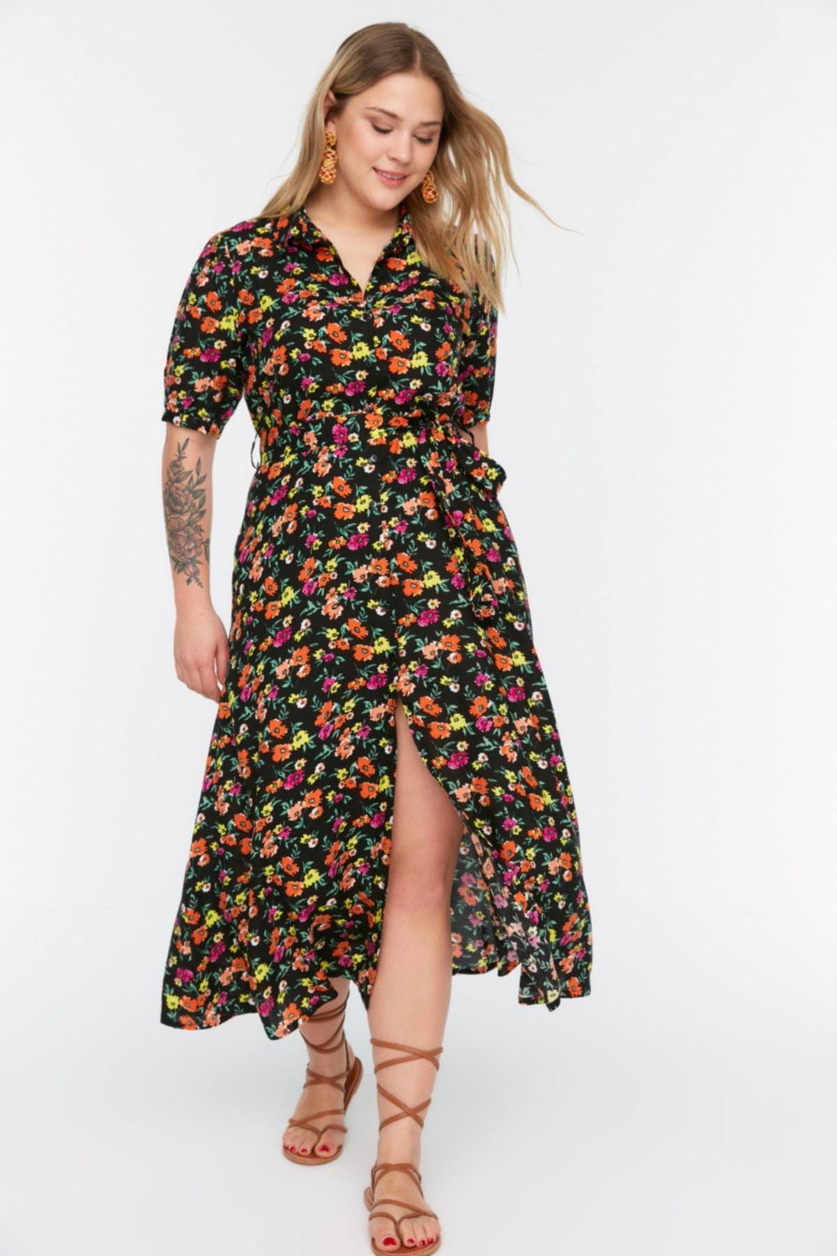 Black Floral Plus Size Dress, , large image number 3