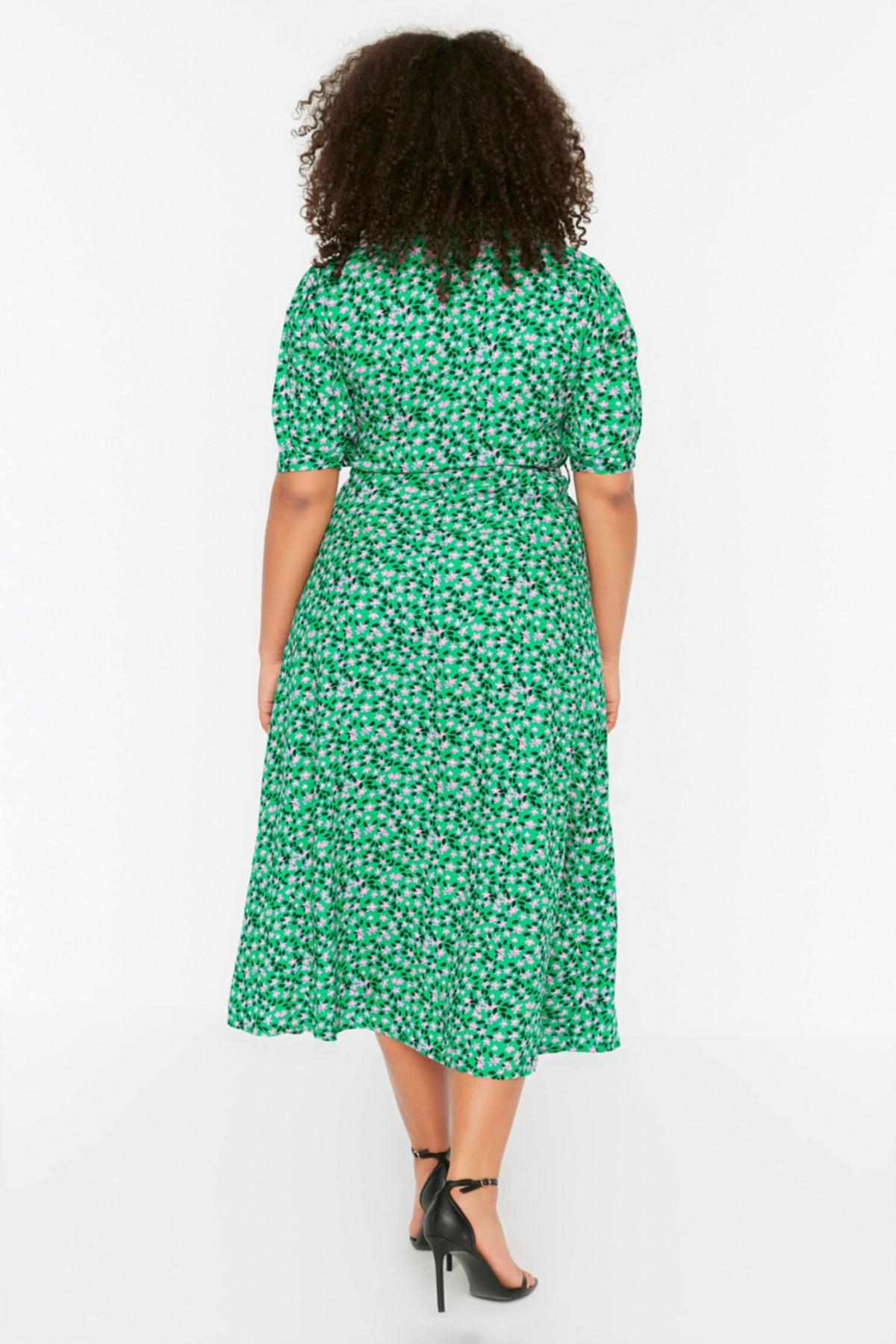 Trendyol - Green Floral Plus Size Dress