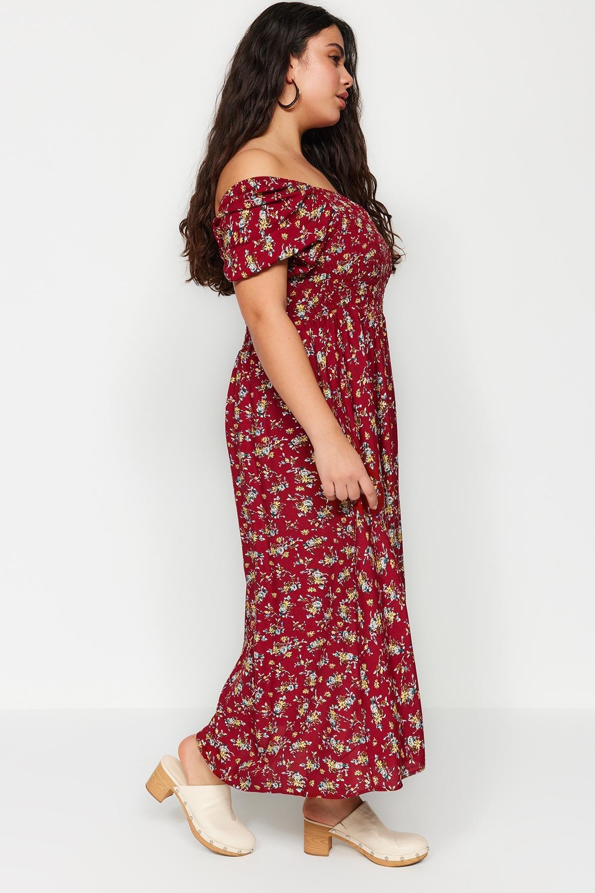 Burgundy A-Line Plus Size Dress, , large image number 1