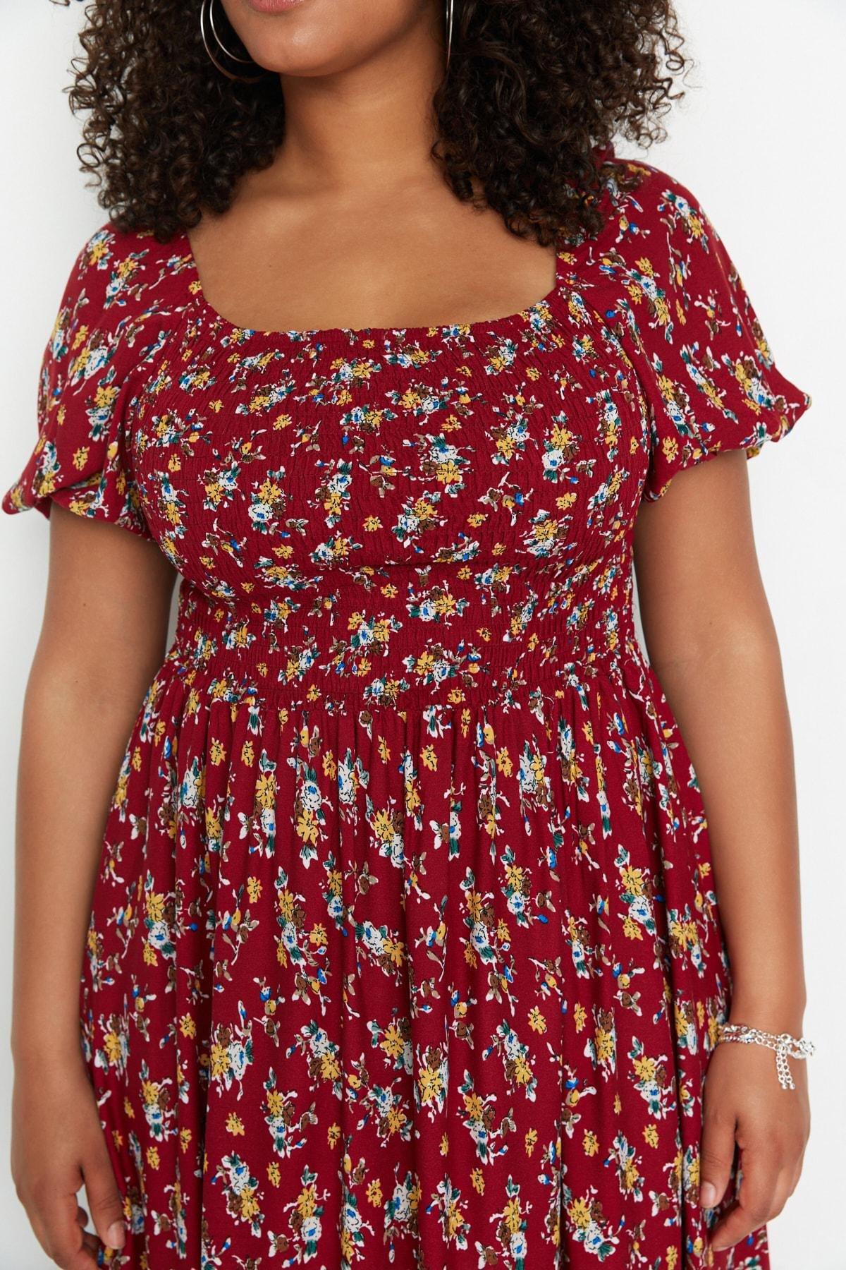 Burgundy A-Line Plus Size Dress, , large image number 2