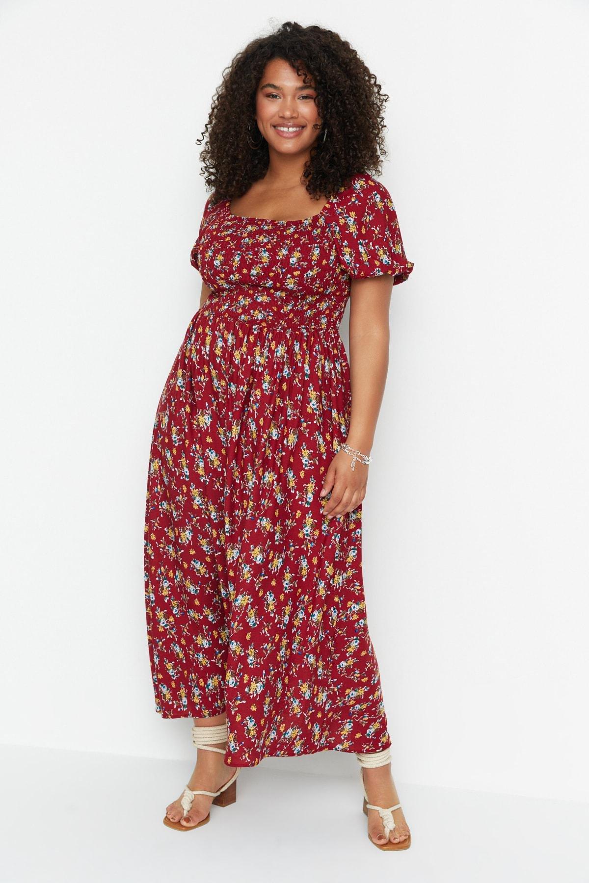 Burgundy A-Line Plus Size Dress, , large image number 3