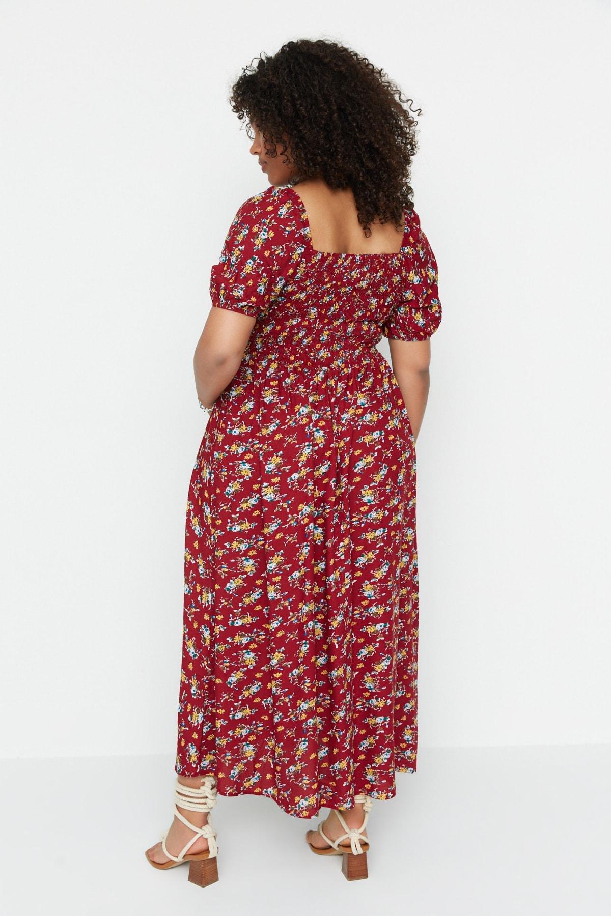 Burgundy A-Line Plus Size Dress, , large image number 4