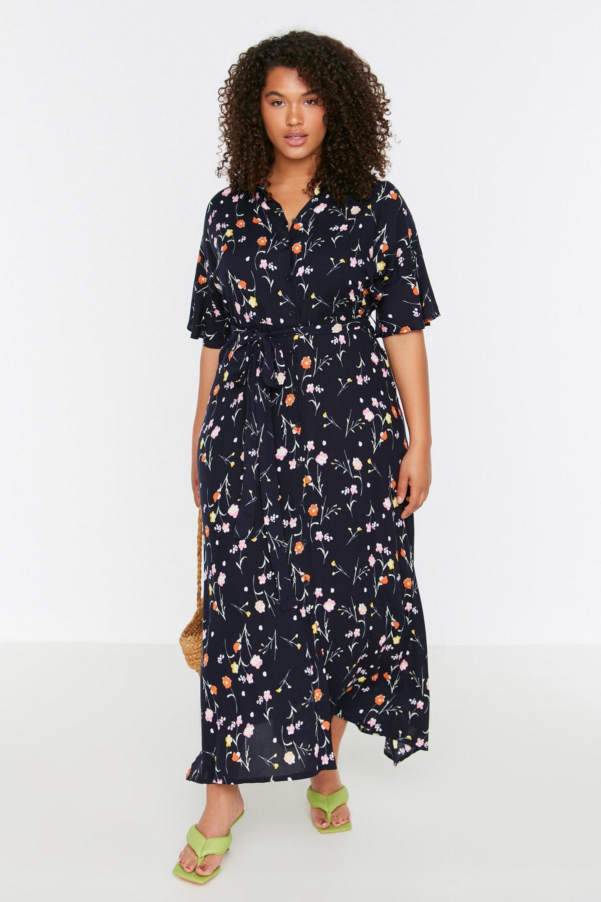Navy A-Line Plus Size Dress, , large image number 0