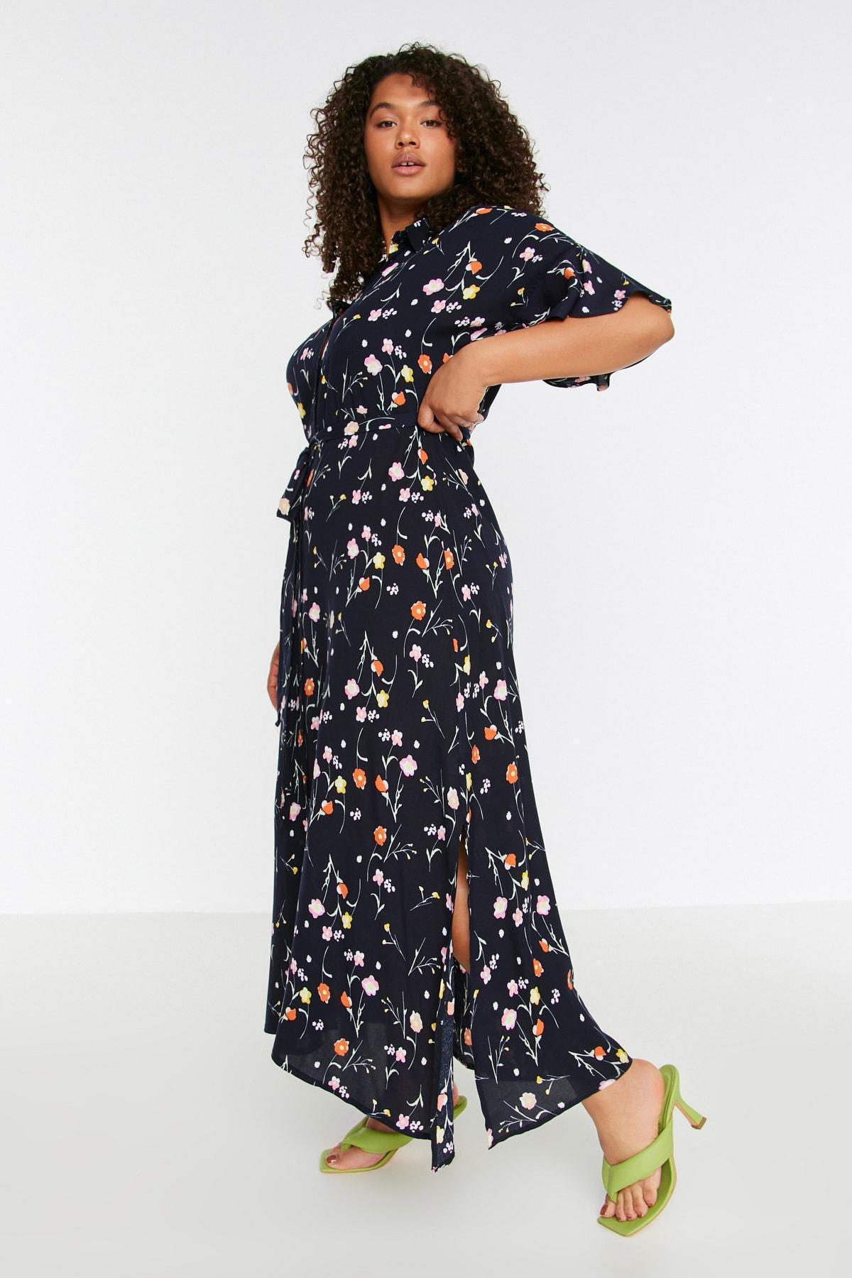 Navy A-Line Plus Size Dress, , large image number 1