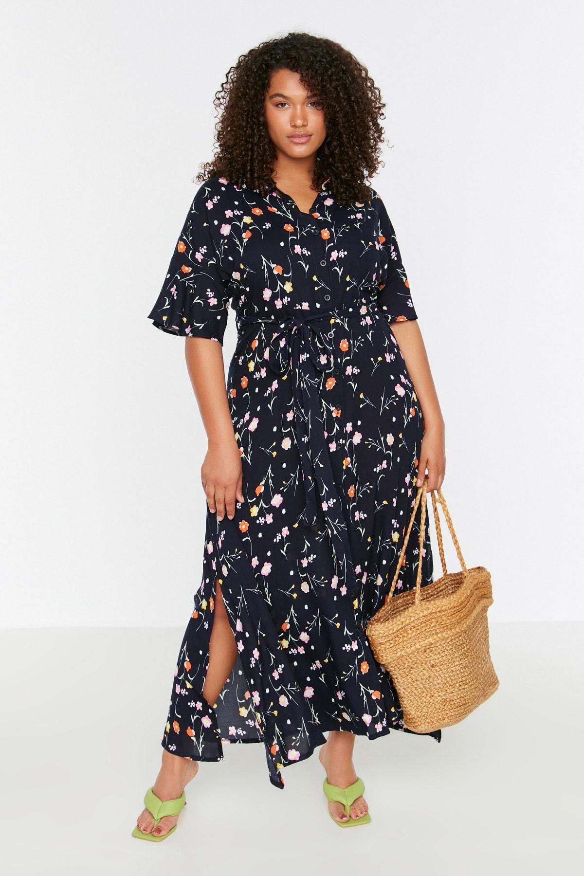 Navy A-Line Plus Size Dress, , large image number 3