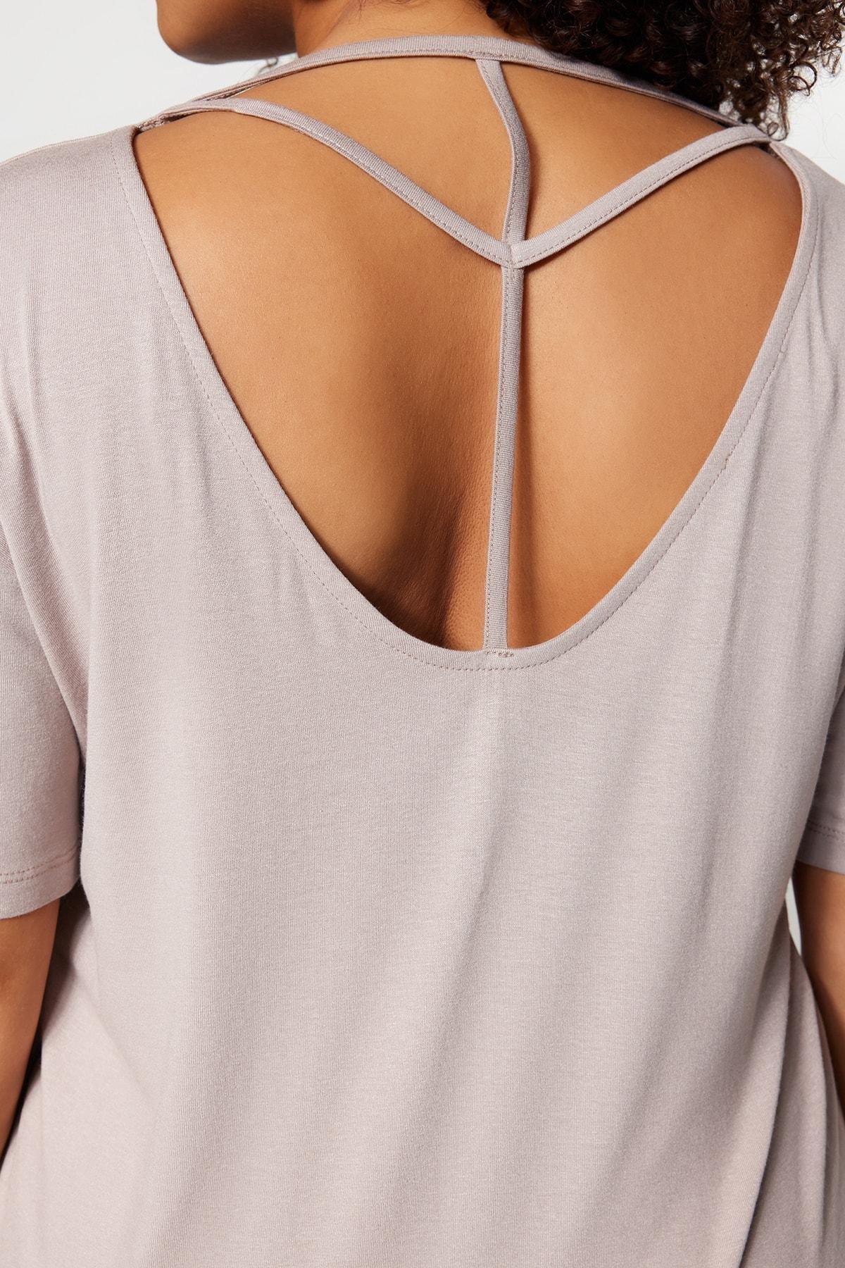 Beige Off-Shoulder Plus Size T-Shirt, , large image number 3
