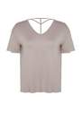 Trendyol - Beige Off-Shoulder Plus Size T-Shirt