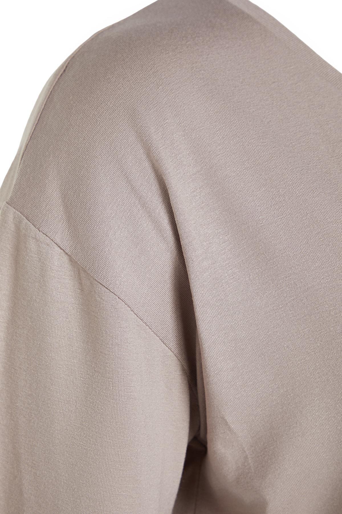 Beige Off-Shoulder Plus Size T-Shirt, , large image number 6