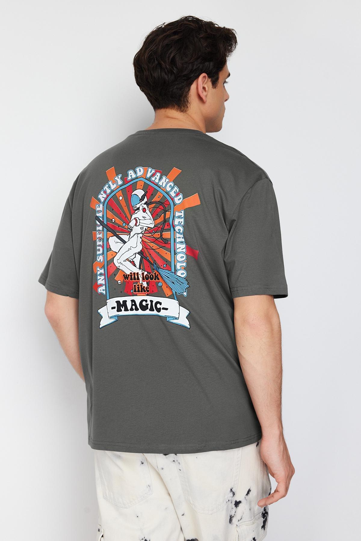 Gray Relaxed Crew Neck Tshirt, , large image number 3