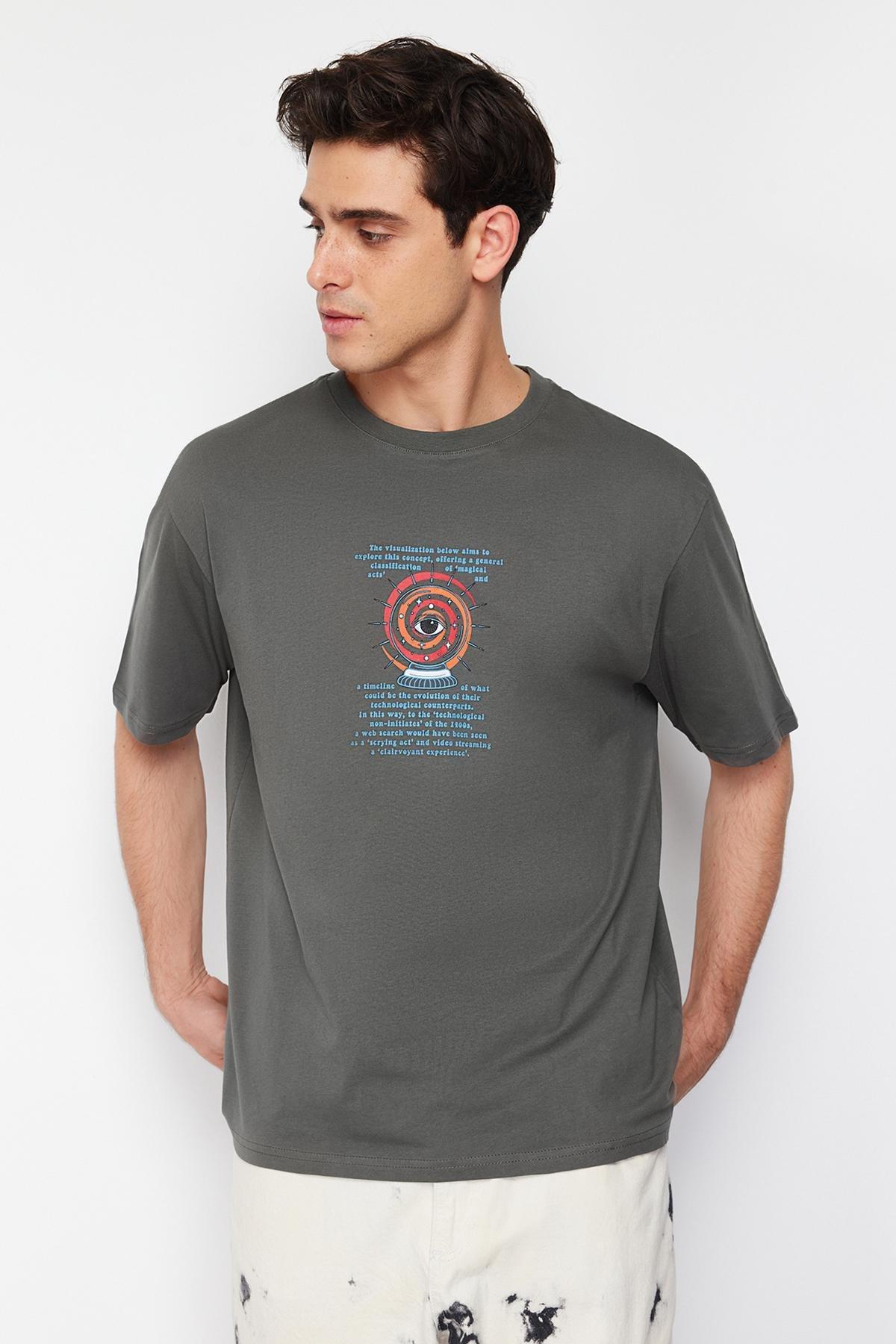 Gray Relaxed Crew Neck Tshirt, , large image number 4