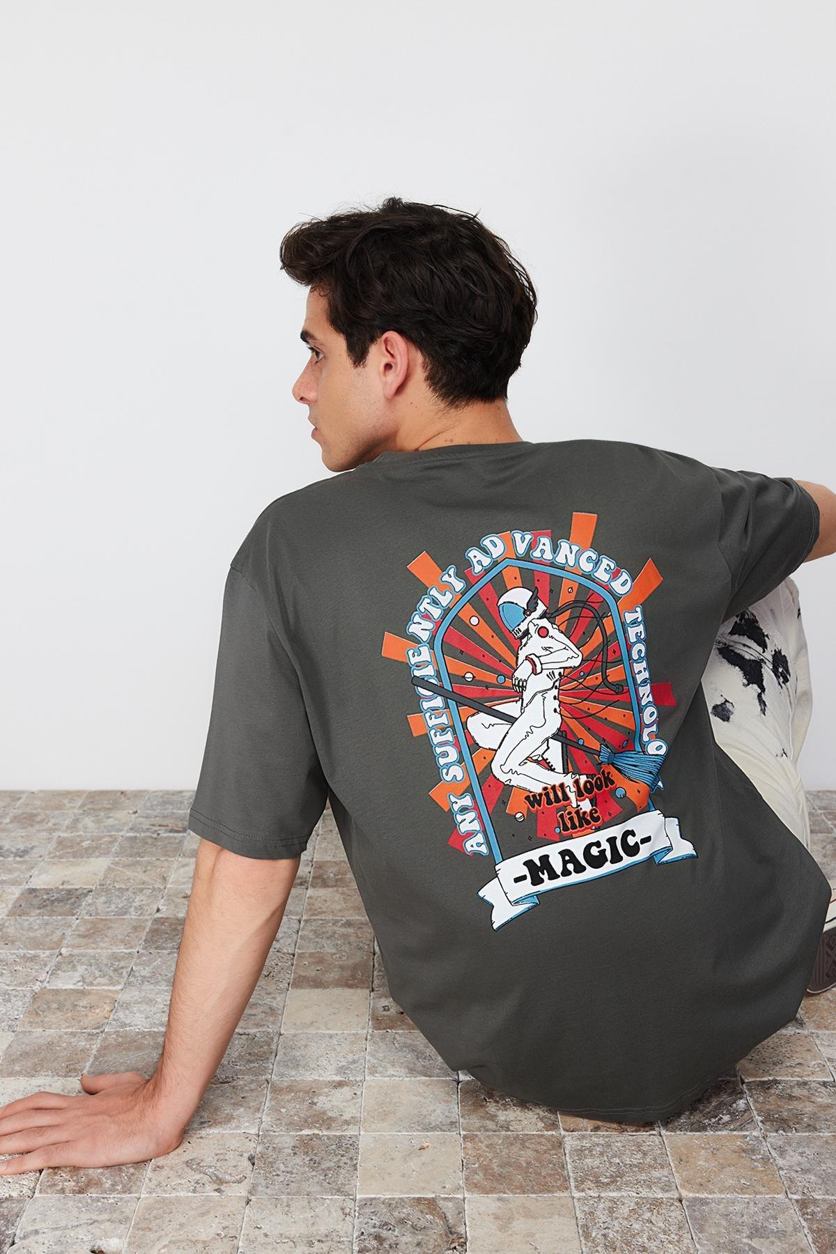 Gray Relaxed Crew Neck Tshirt, , large image number 6