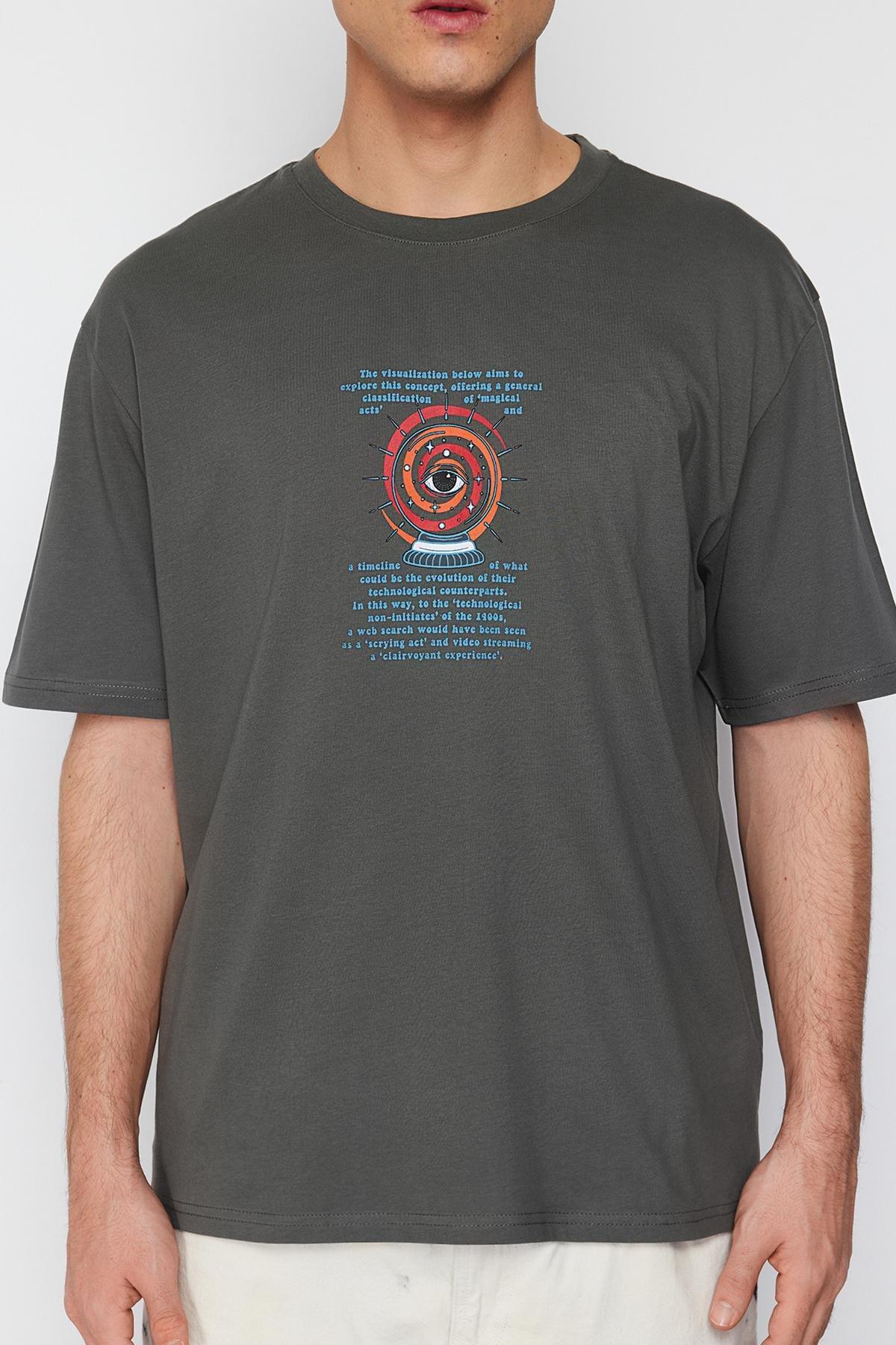 Gray Relaxed Crew Neck Tshirt, , large image number 7