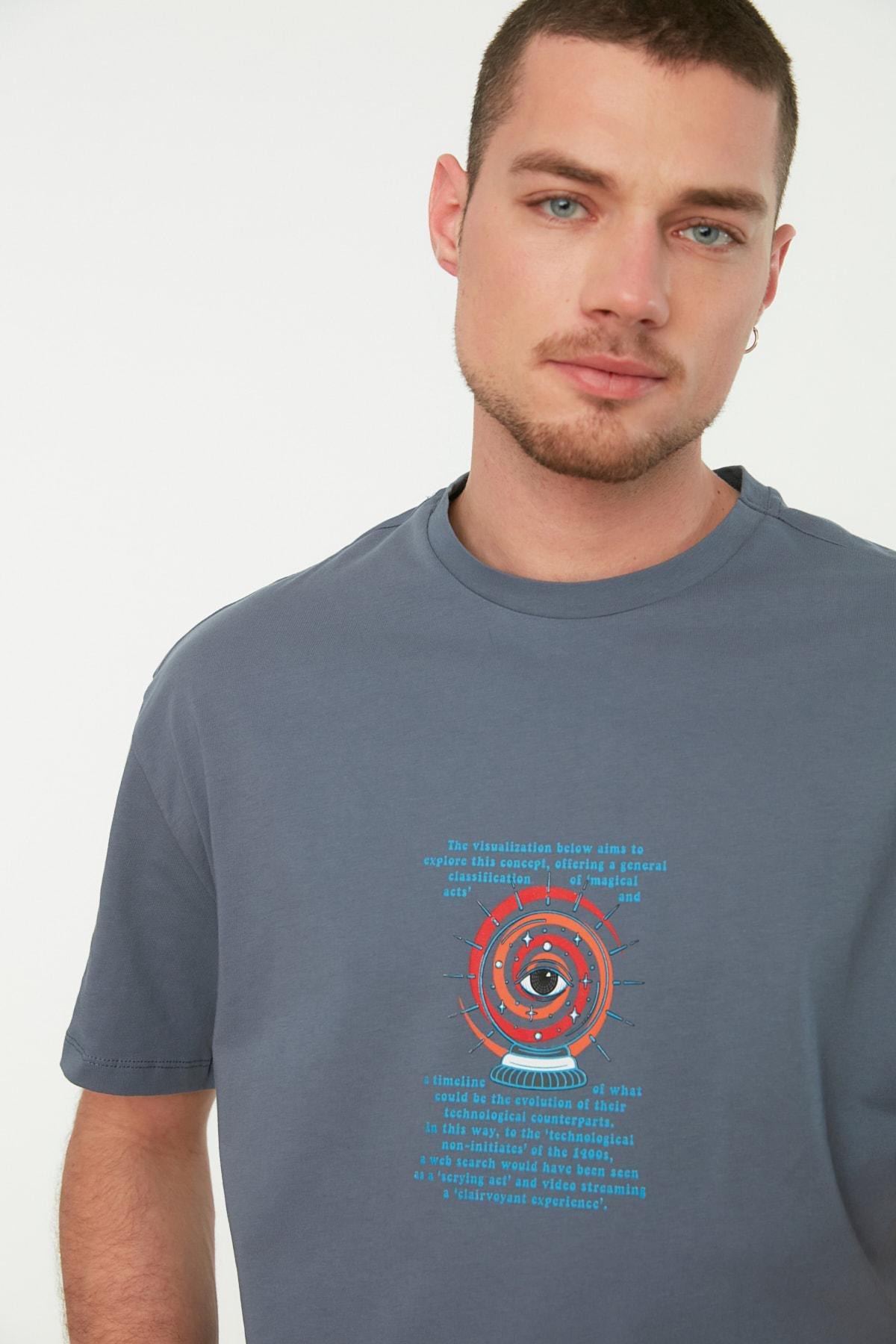 Gray Relaxed Crew Neck Tshirt, , large image number 8