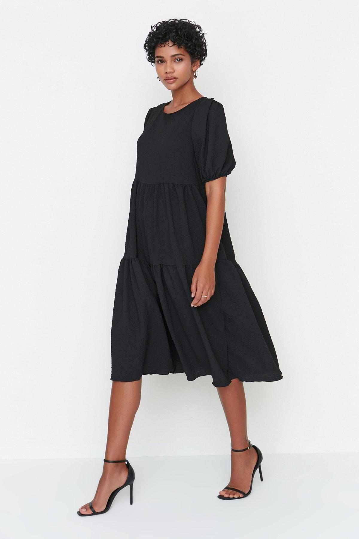 Black Shift Midi Dress, , large image number 0