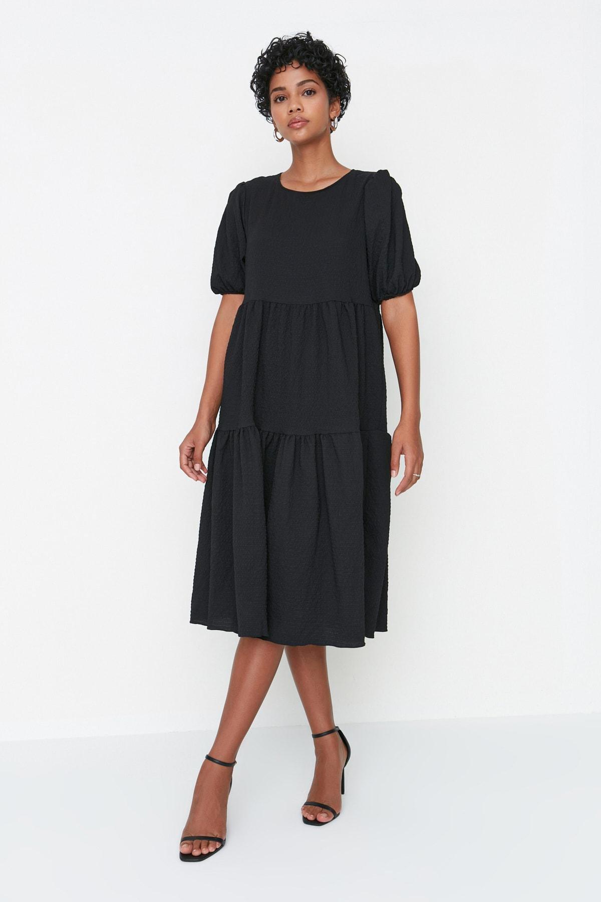 Black Shift Midi Dress, , large image number 1