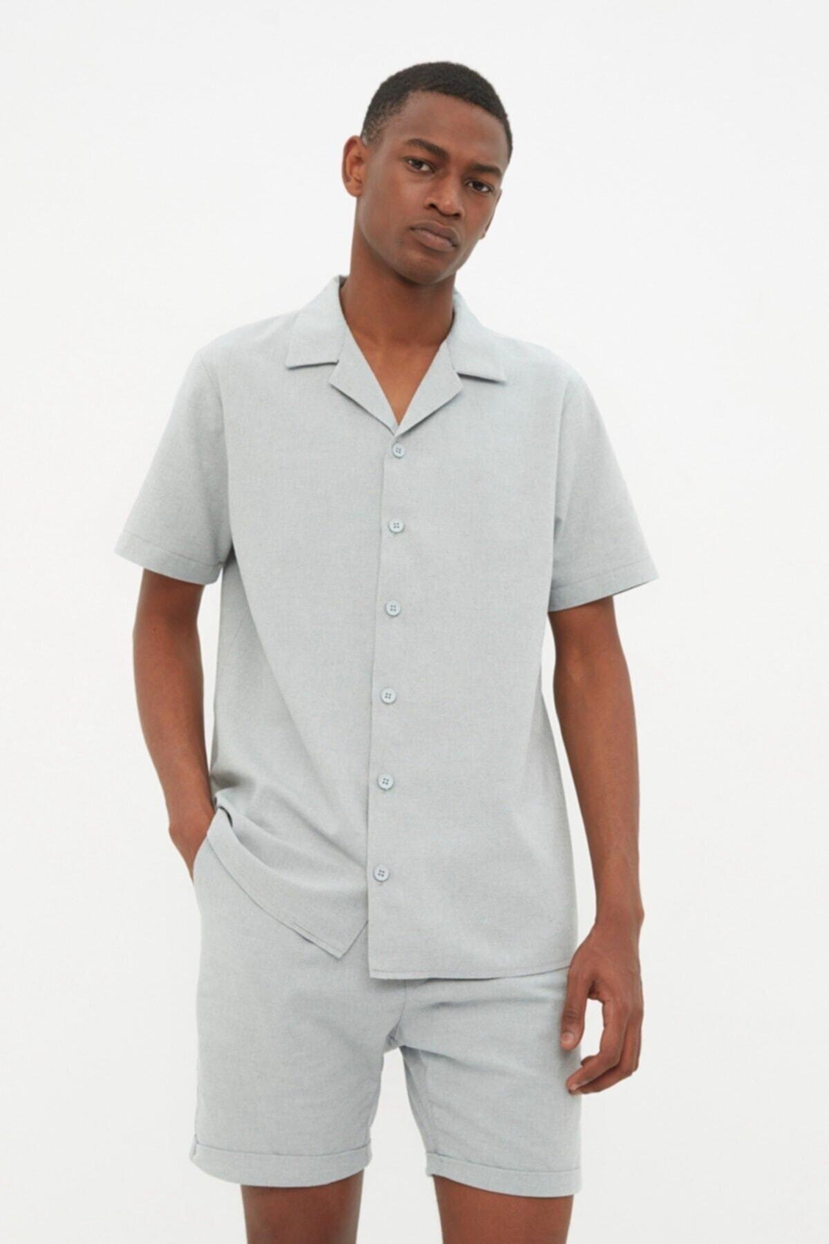 Grey Mid Waist Shorts, , large image number 1