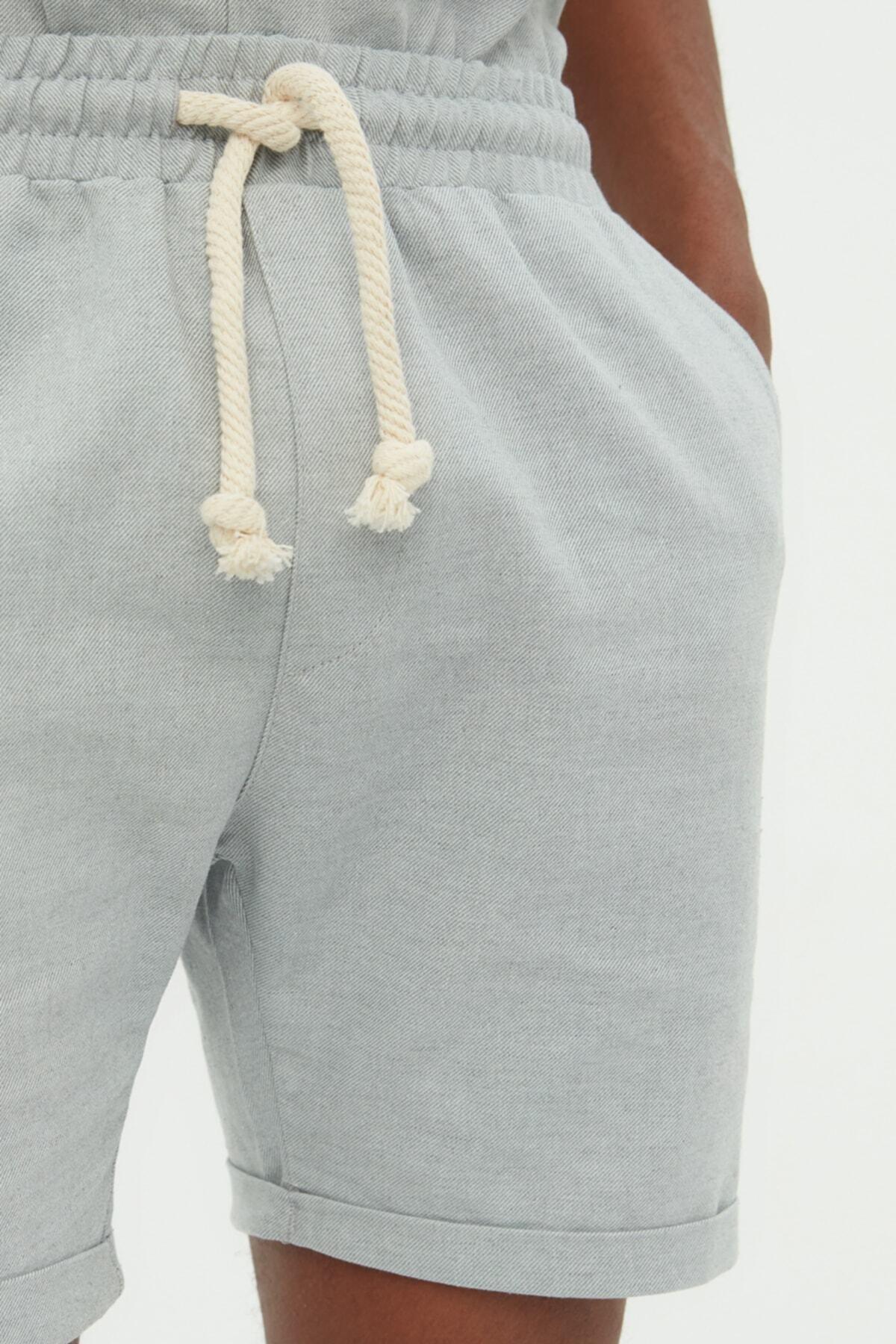 Grey Mid Waist Shorts, , large image number 12