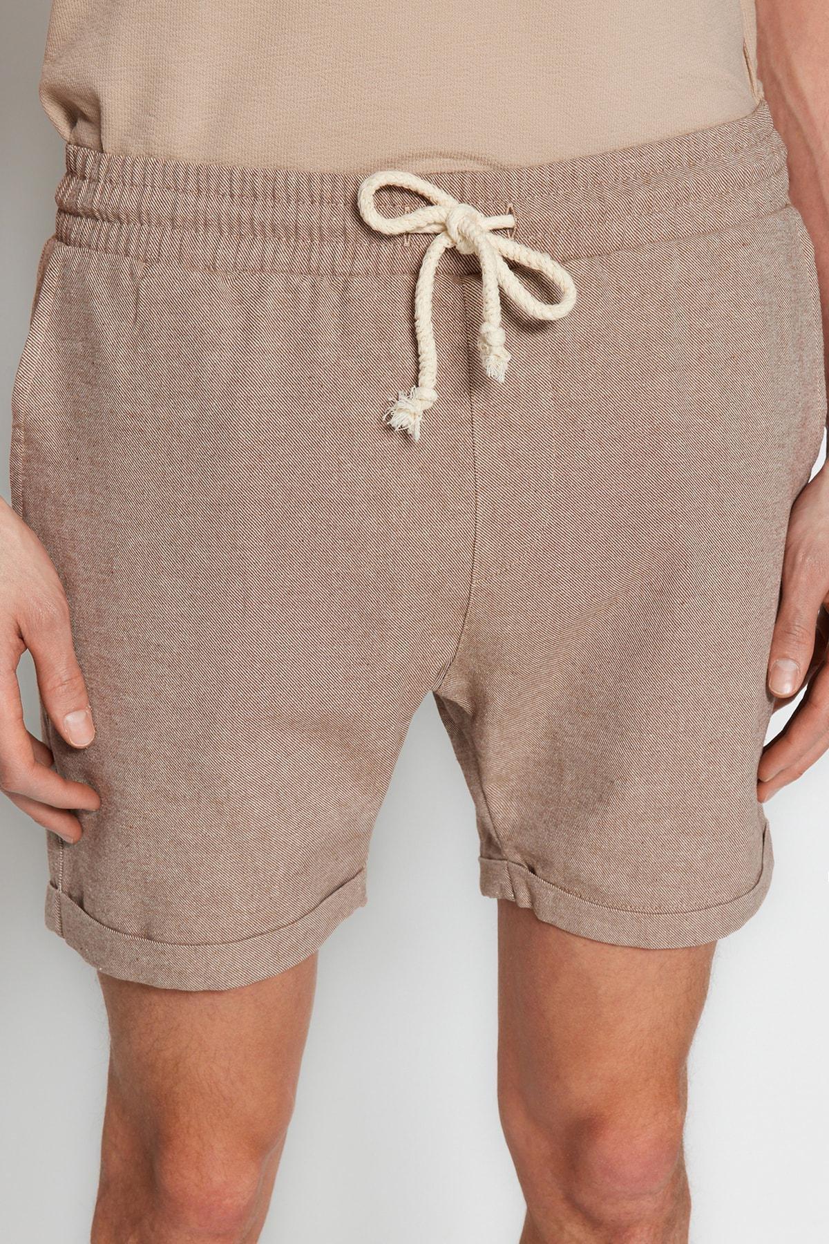 Brown Mid Waist Shorts, , large image number 3