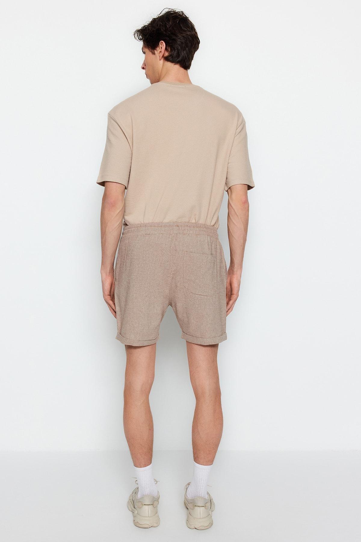 Brown Mid Waist Shorts, , large image number 7