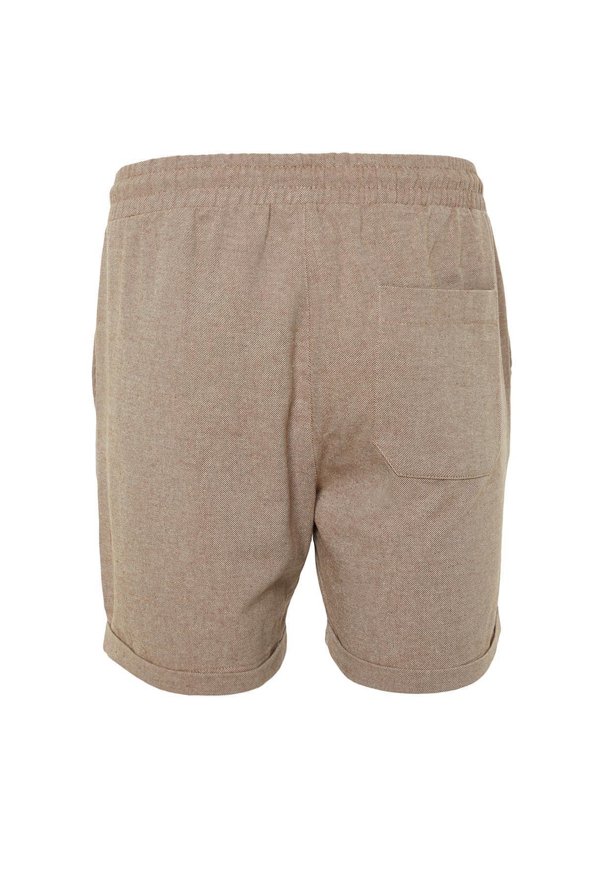 Brown Mid Waist Shorts, , large image number 8