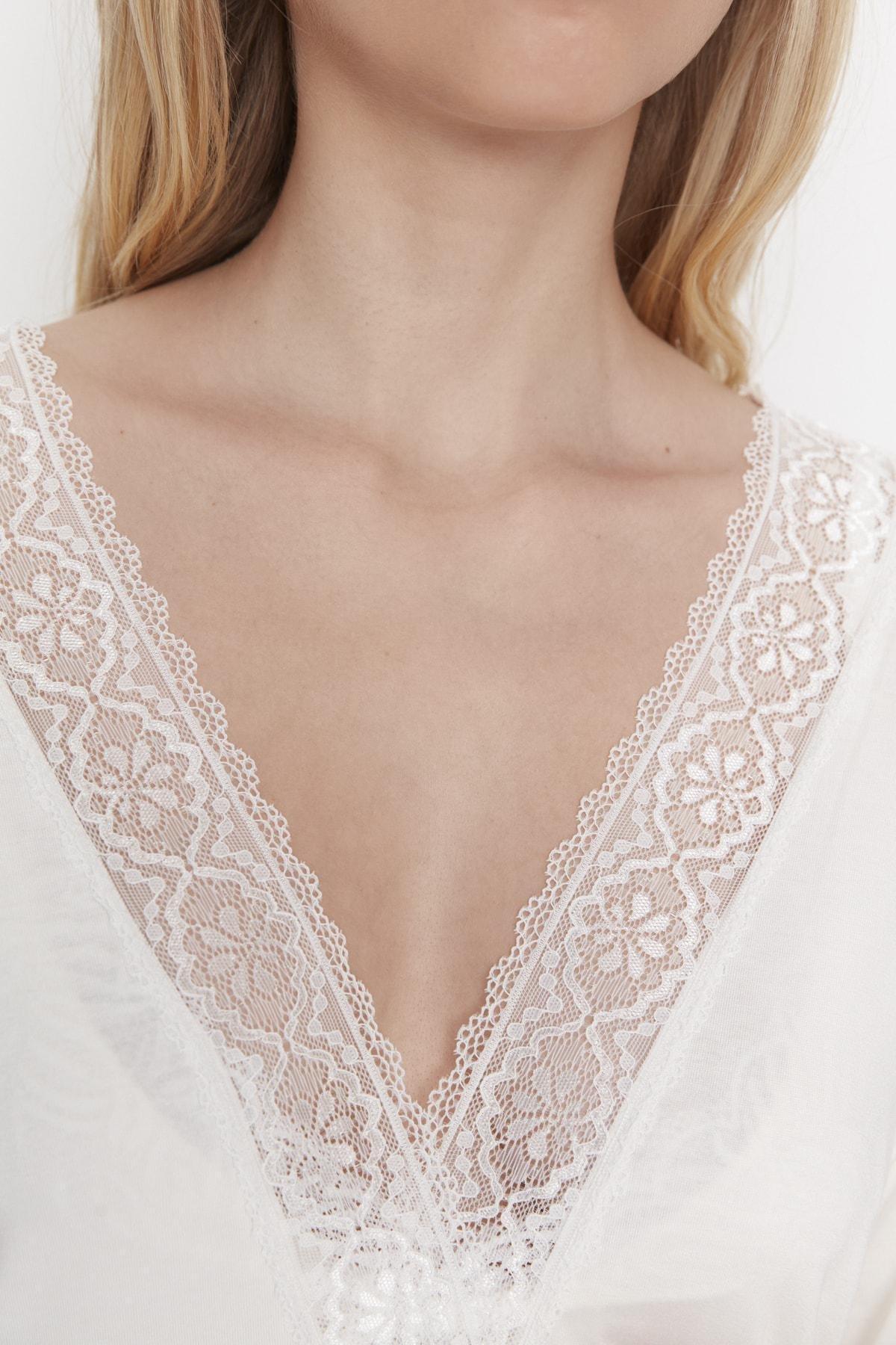 Cream Mini Dressing Gown, Ecru, large image number 3