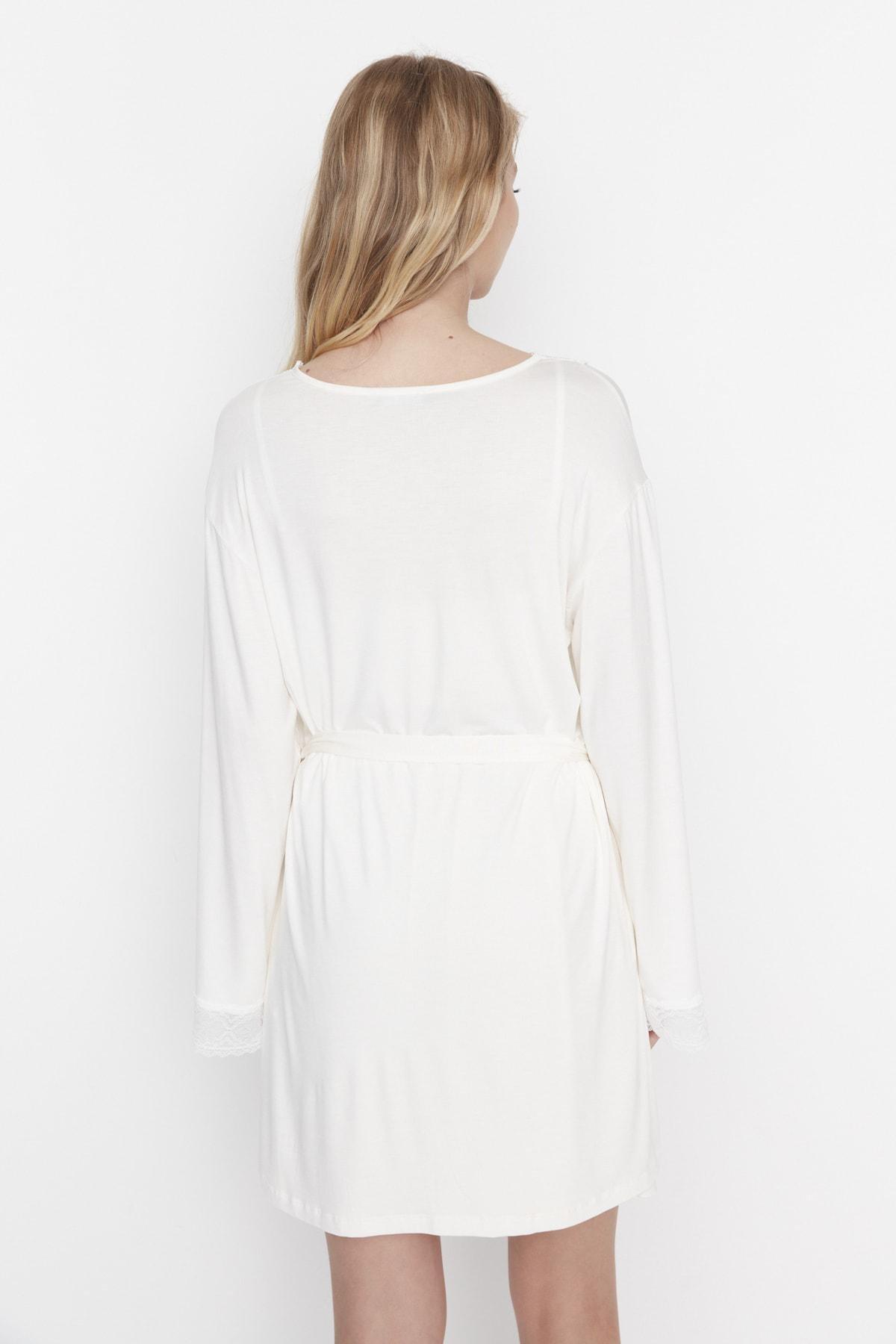 Cream Mini Dressing Gown, , large image number 7