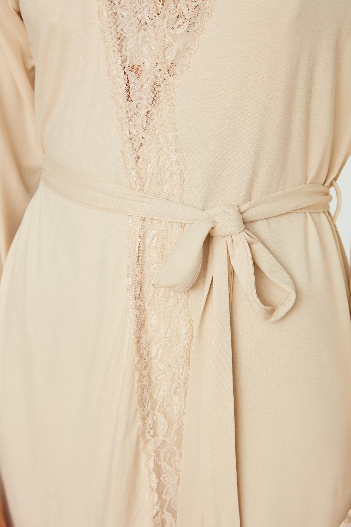 Trendyol - Cream Mini Dressing Gown