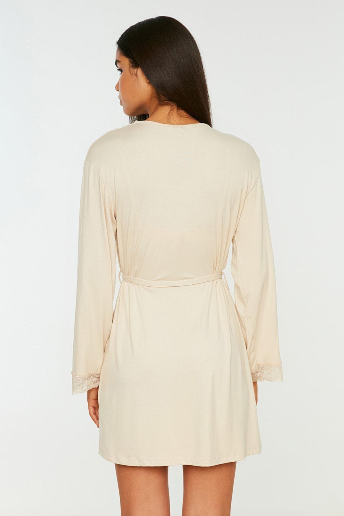 Trendyol - Cream Mini Dressing Gown