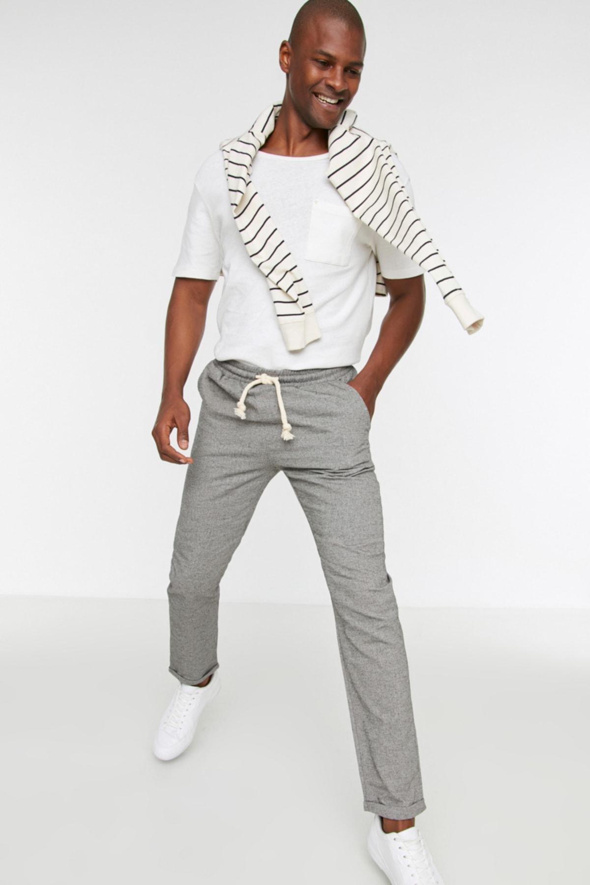 Black Mid Waist Straight Pants, , large image number 0