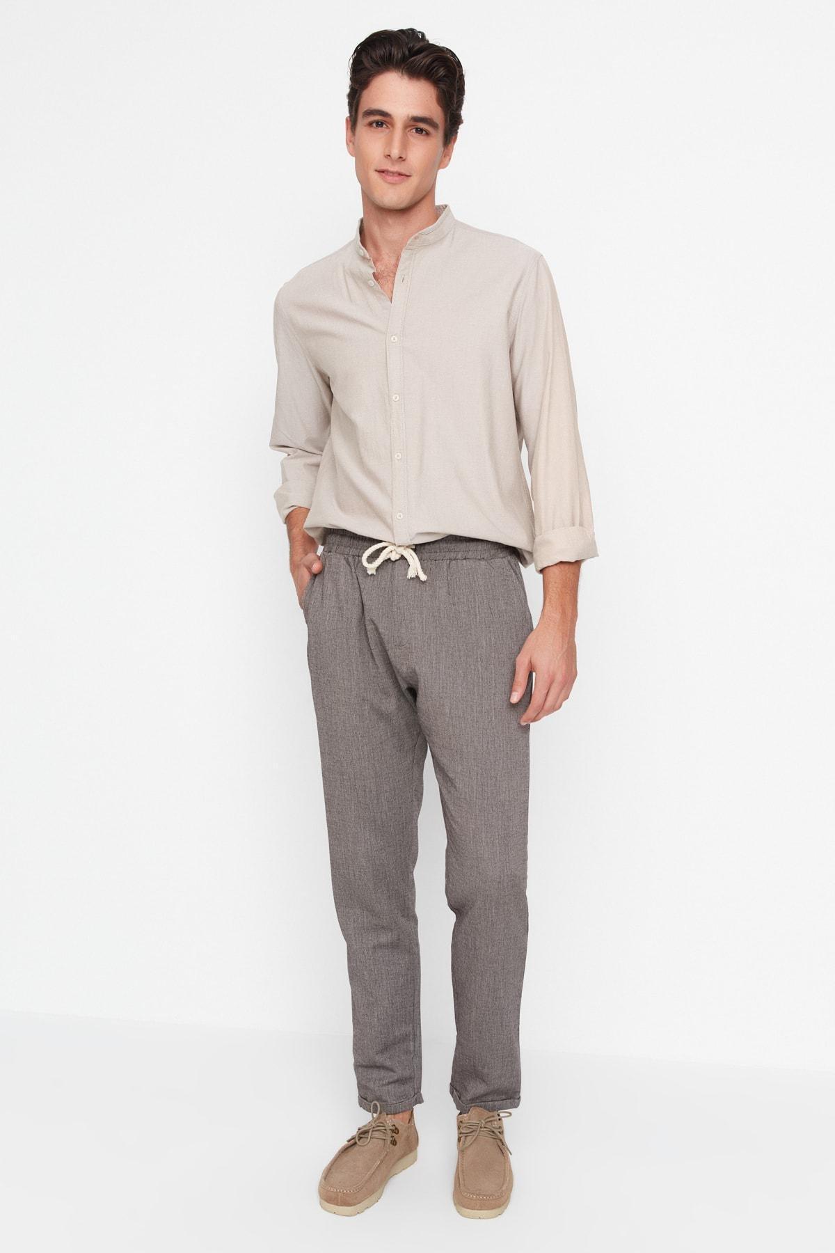 Black Mid Waist Straight Pants, , large image number 1