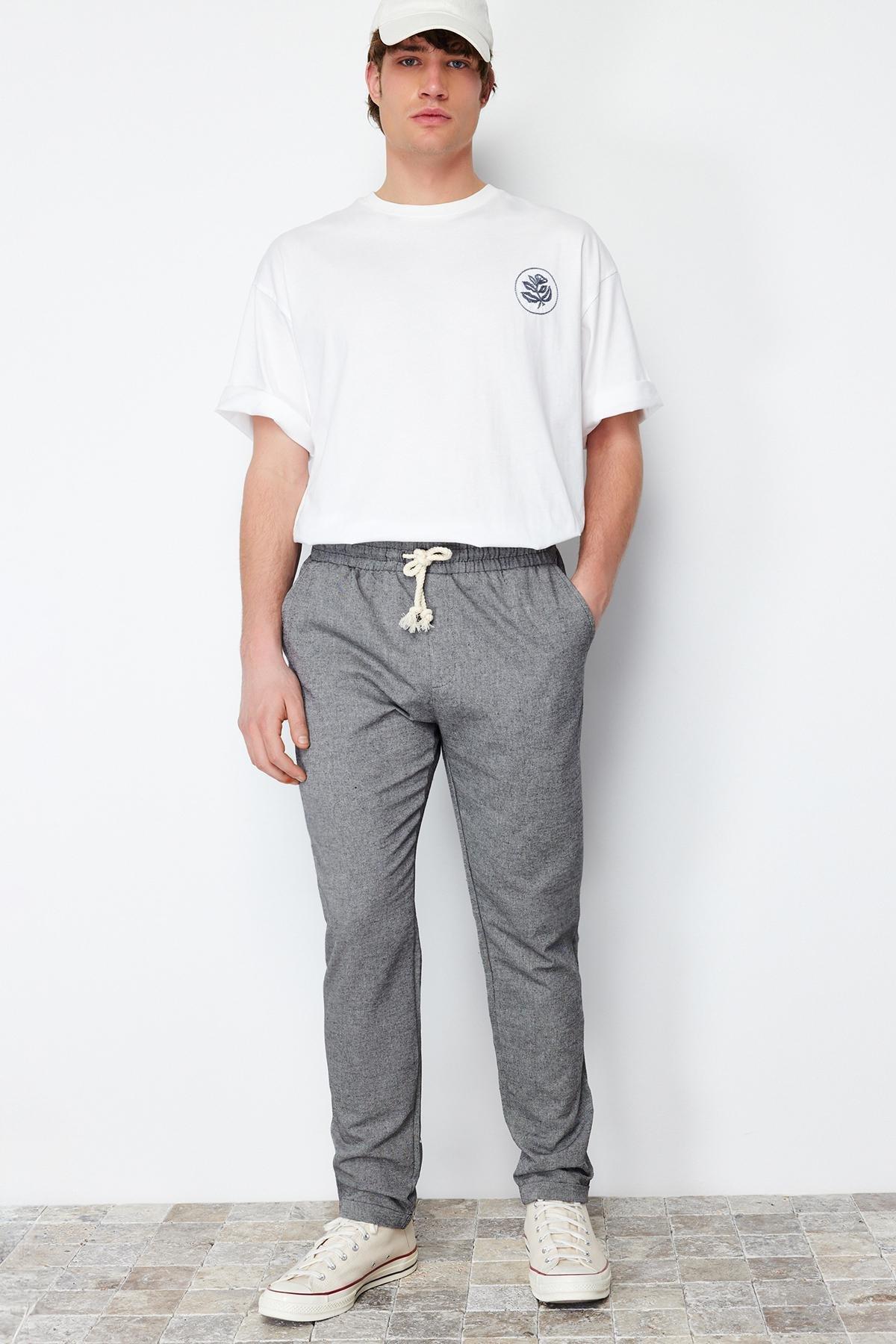 Black Mid Waist Straight Pants, , large image number 4