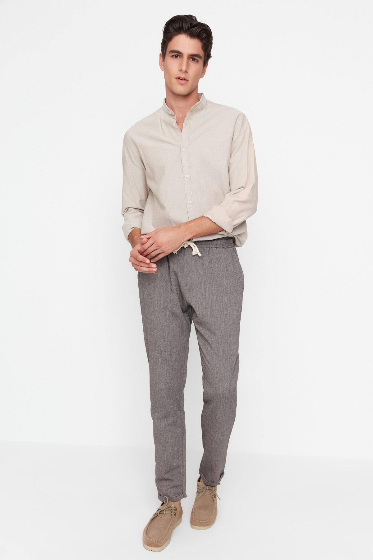 Black Mid Waist Straight Pants, , large image number 6