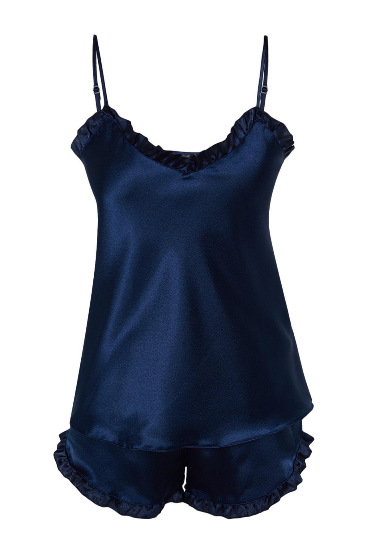 Navy Plain Pajama Set, , large image number 5
