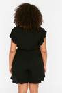 Trendyol - Black V-Neck Plus Size Jumpsuit Co-Ord Set