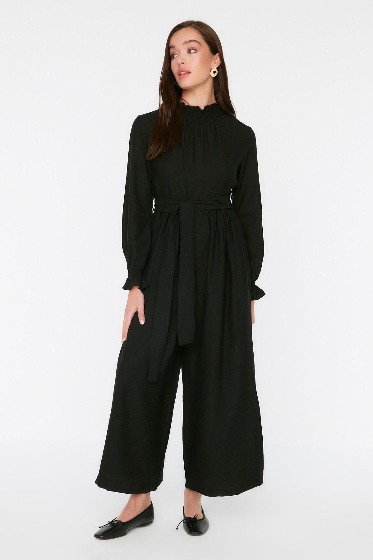 Black Mandarin Collar Jumpsuit, , large image number 2