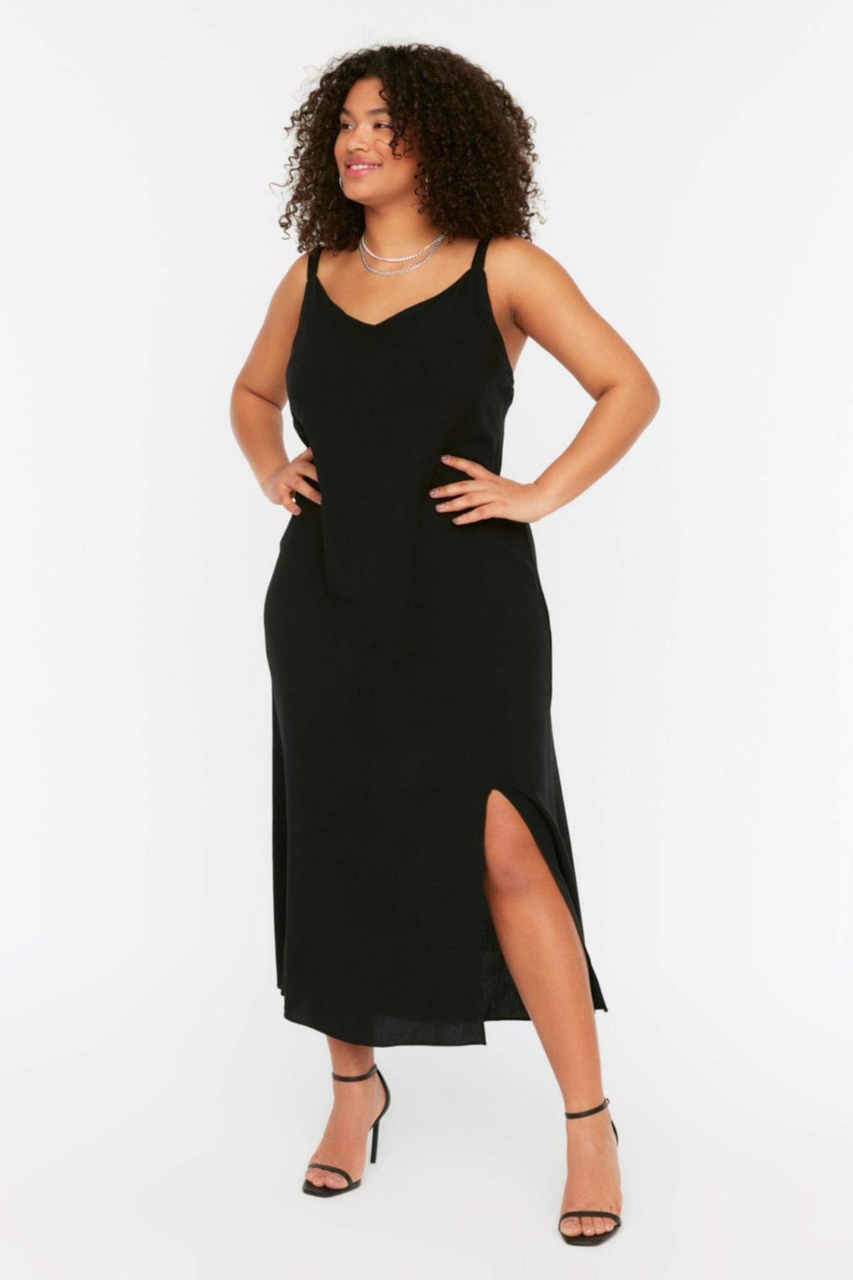 Black A-Line Plus Size Dress, , large image number 0
