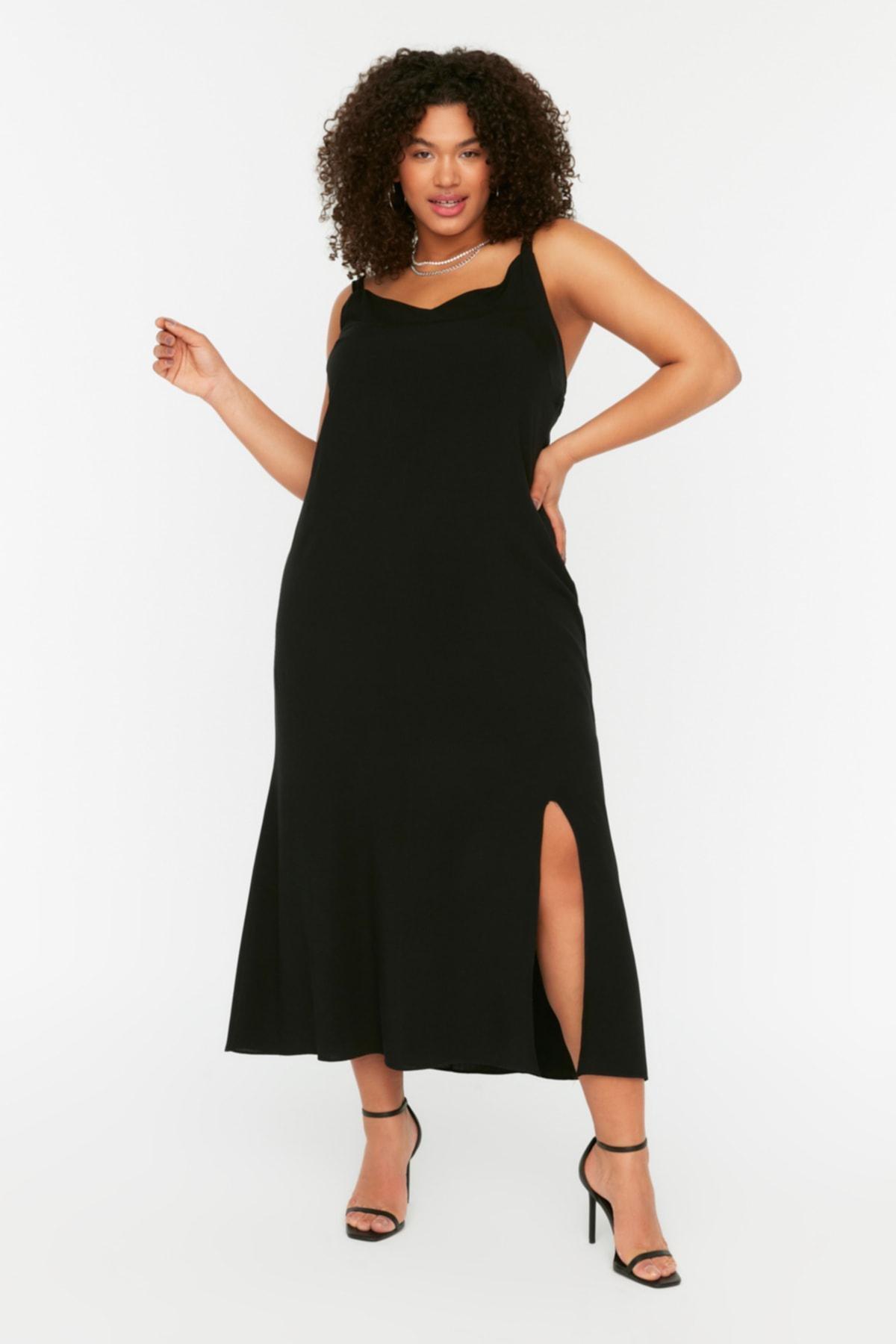 Black A-Line Plus Size Dress, , large image number 1