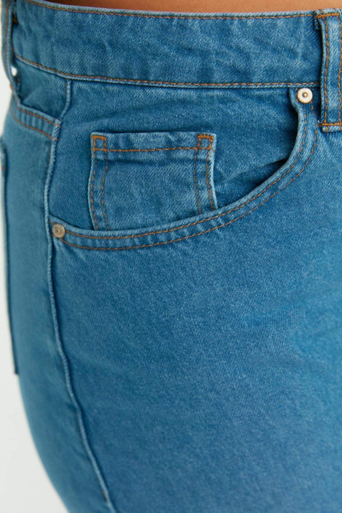 Navy Wide Leg Plus Size Jeans, , large image number 5