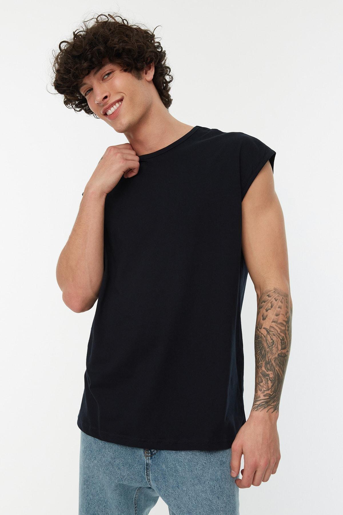 Navy Oversize Crew Neck Camisole, Set Of 2, , large image number 2