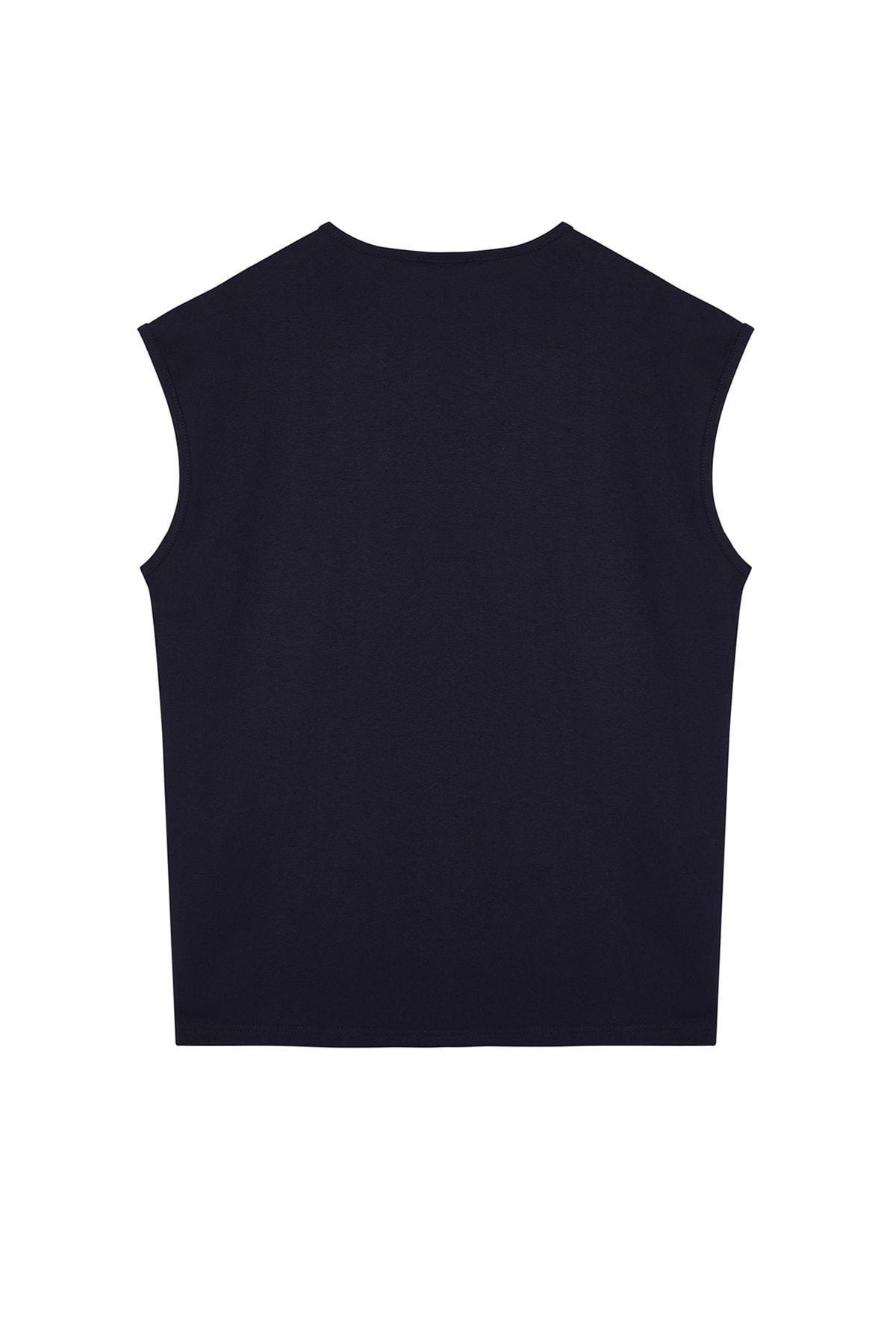 Navy Oversize Crew Neck Camisole, Set Of 2, , large image number 9