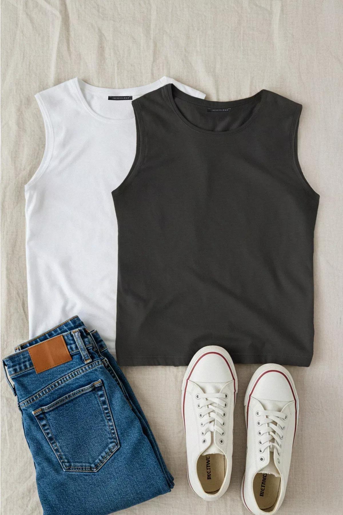 White-Grey Undershirts, set of 2, , large image number 1