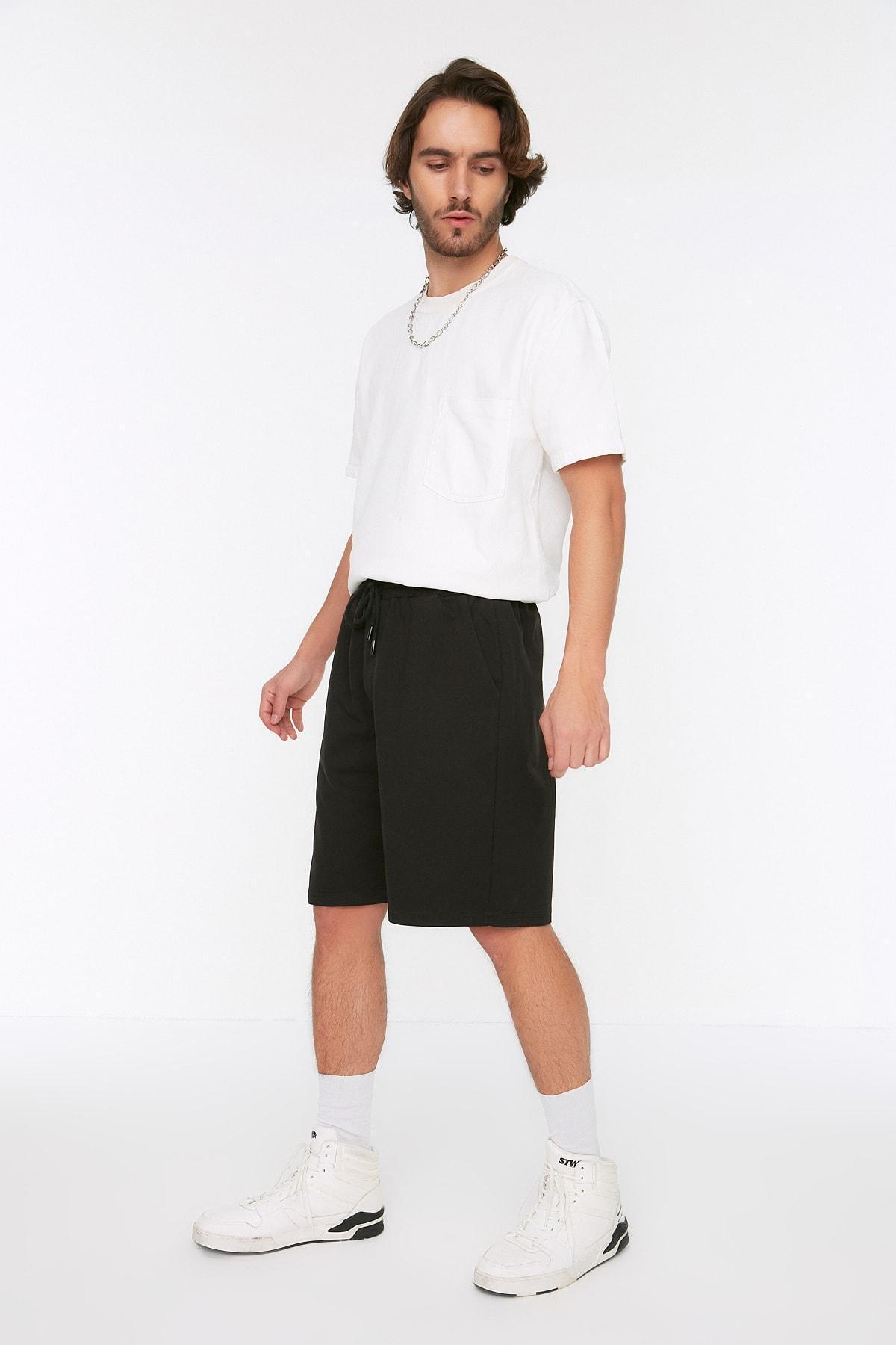 Black Mid Waist Shorts, , large image number 0