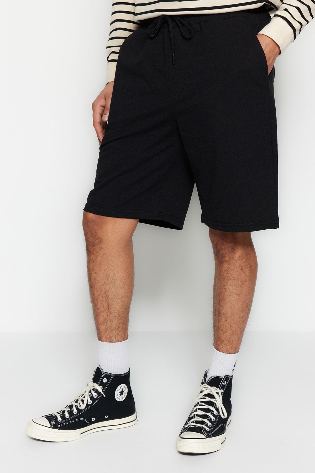 Black Mid Waist Shorts, , large image number 1