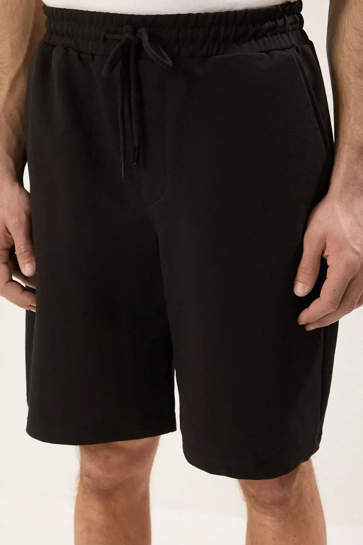 Black Mid Waist Shorts, Black, large image number 2