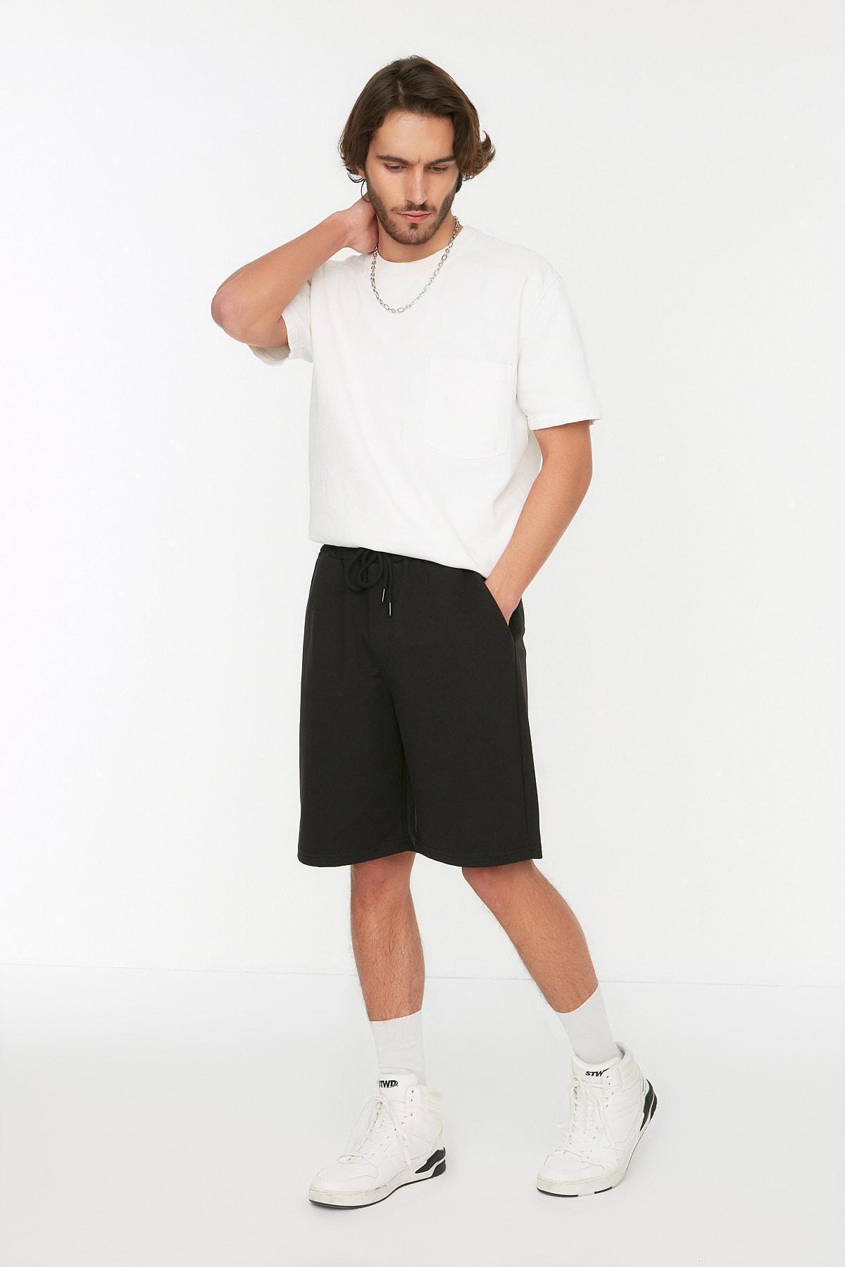 Black Mid Waist Shorts, , large image number 4