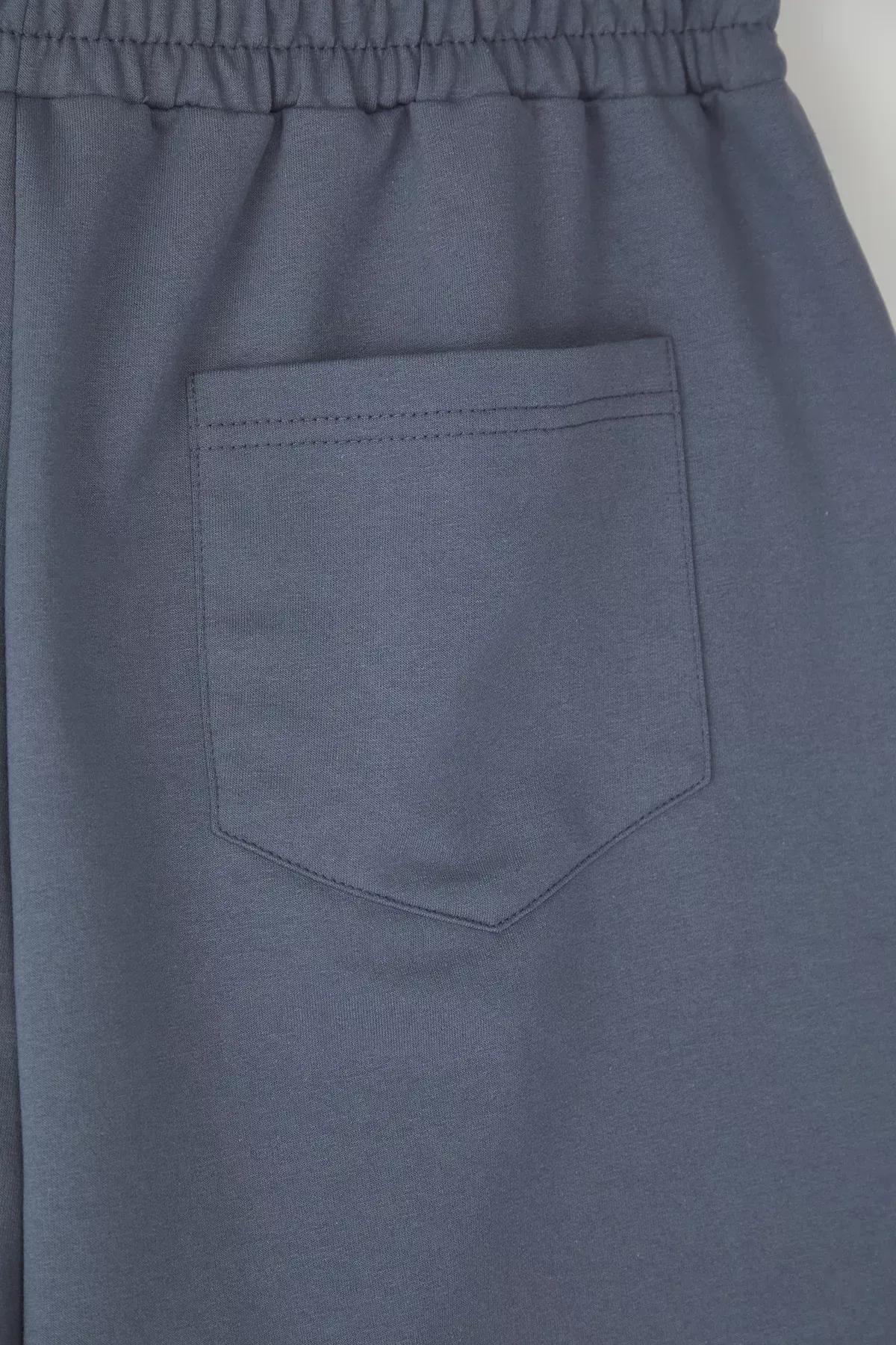 Blue Elastic Waist Lace-Up Shorts, Blue, large image number 5