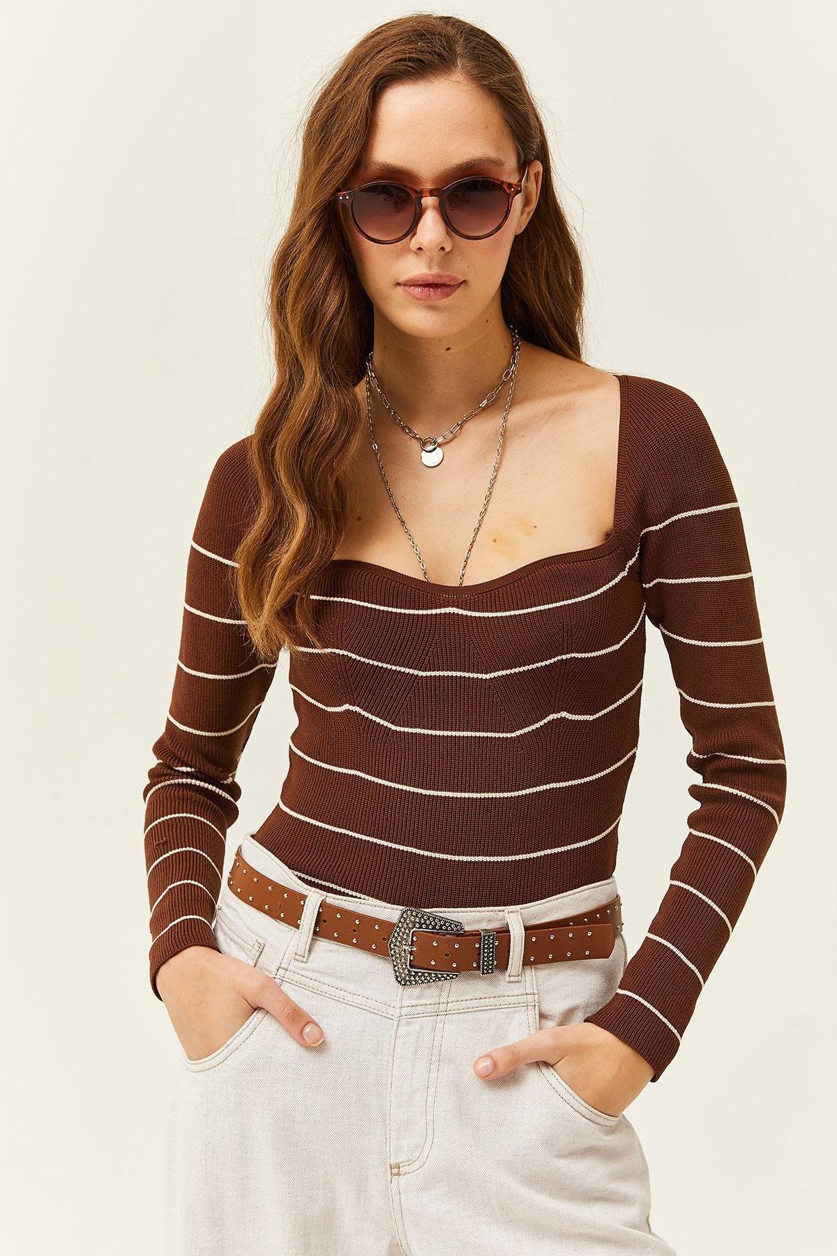 Striped Casual Cropped Blouse, C101_4836, large image number 1