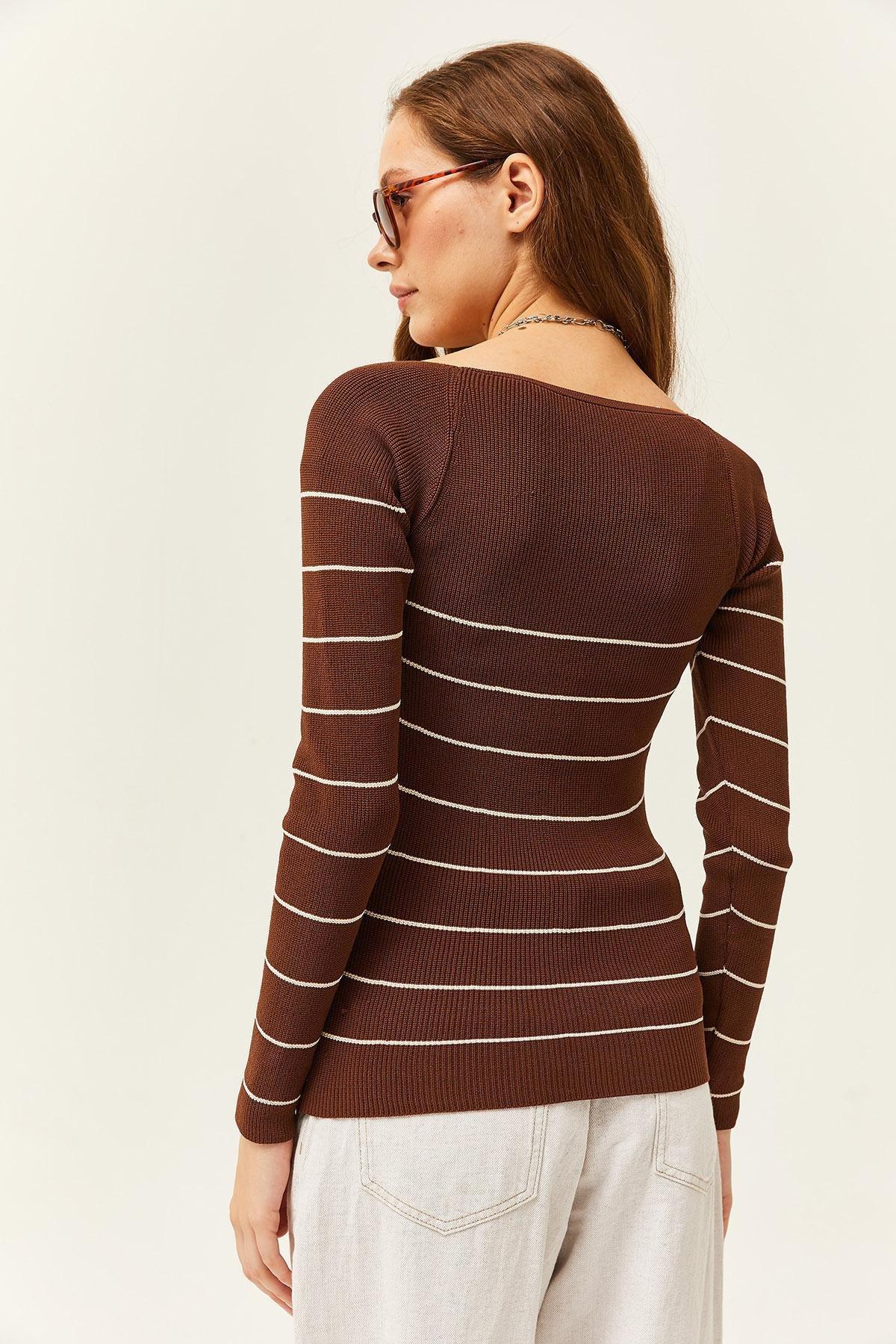 Striped Casual Cropped Blouse, C101_4836, large image number 4