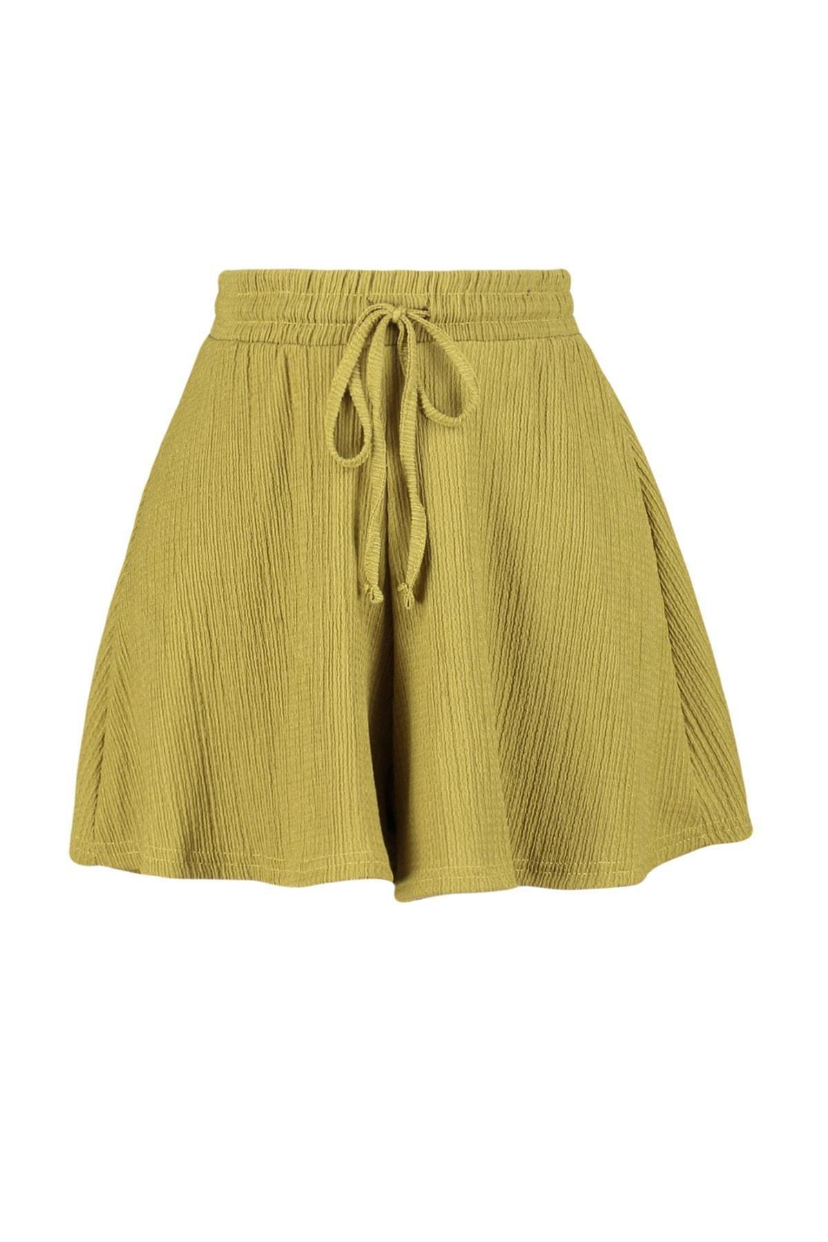 Green Mid Waist Shorts, , large image number 6