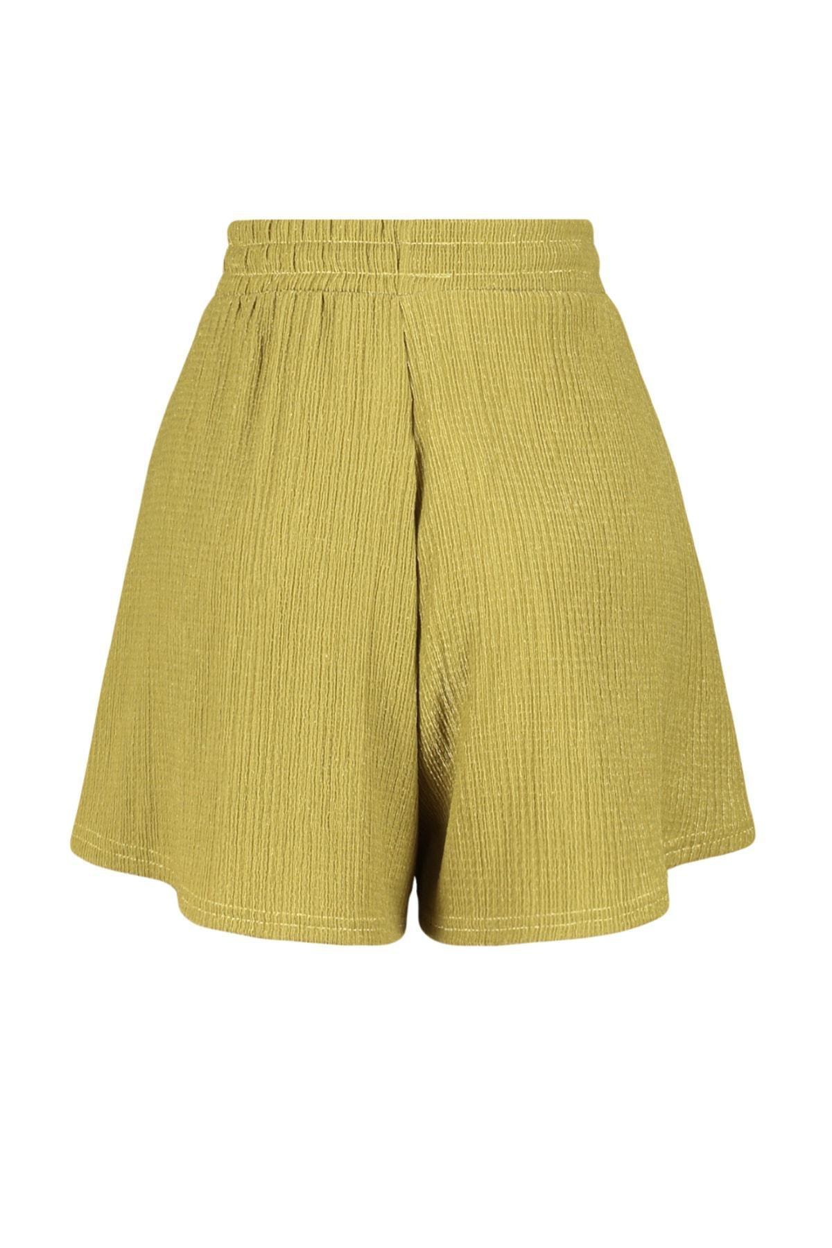 Green Mid Waist Shorts, , large image number 8